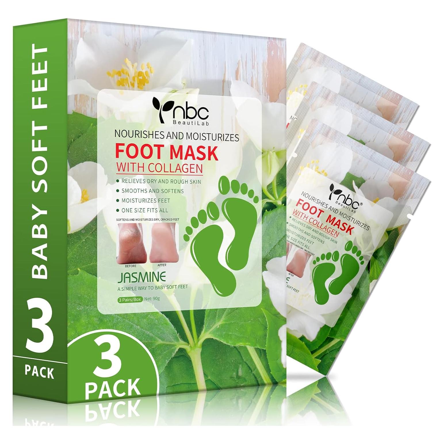 Mascarilla Hidratante para Pies nbc BeautiLab Jazmín - 3 Pares