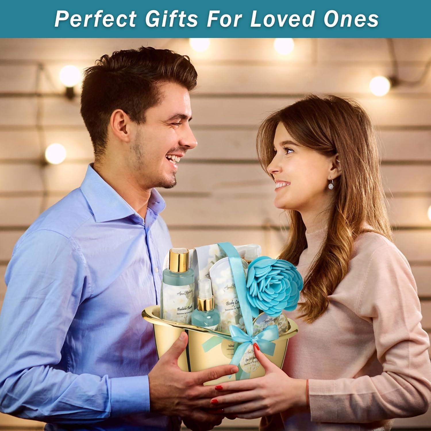 Cesta de Regalo de Spa Aqua Elegante - Set de 9 Piezas Jazmín y Lavanda