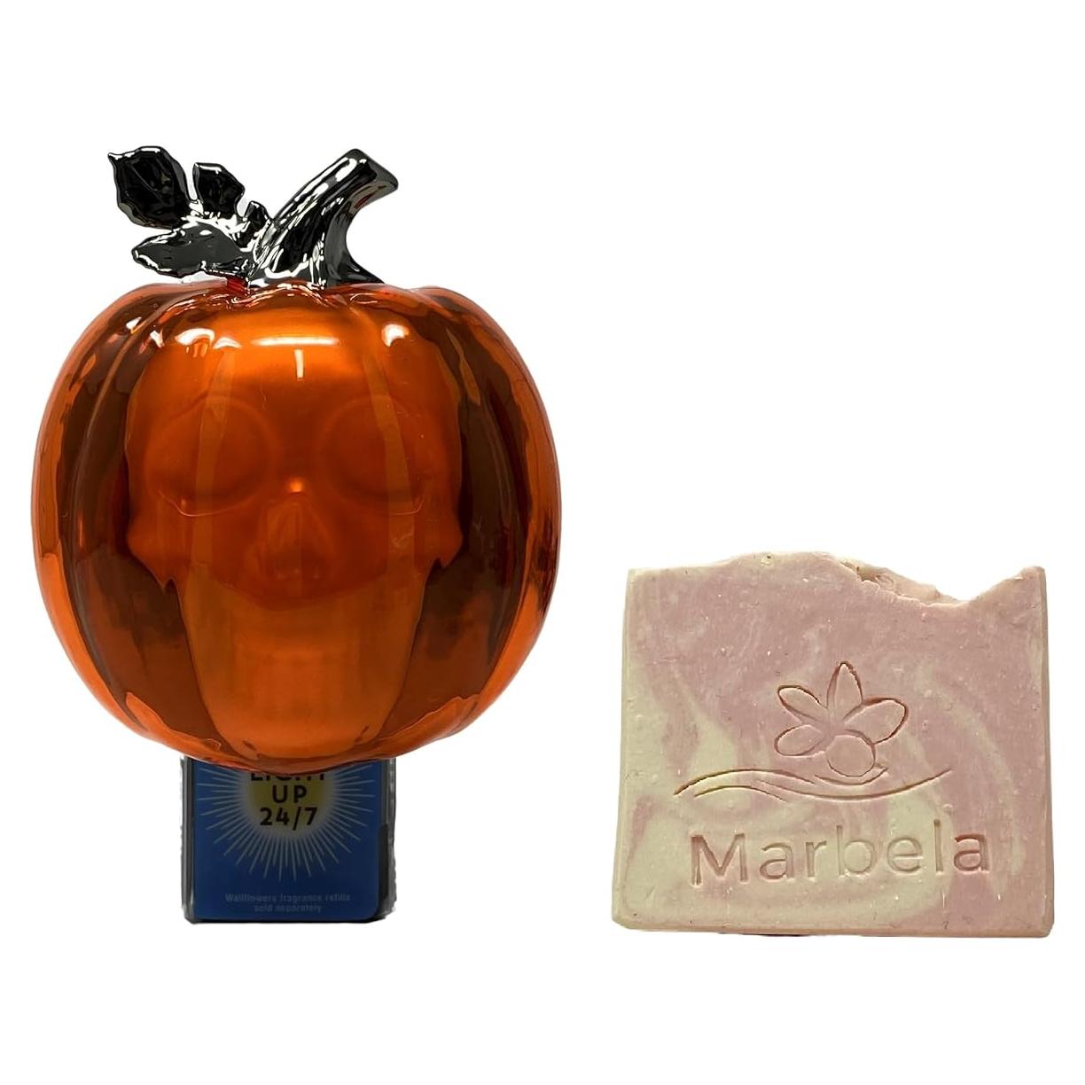 Difusor de Fragancia Calabaza Calavera con Luz Nocturna y Jabón Marbela