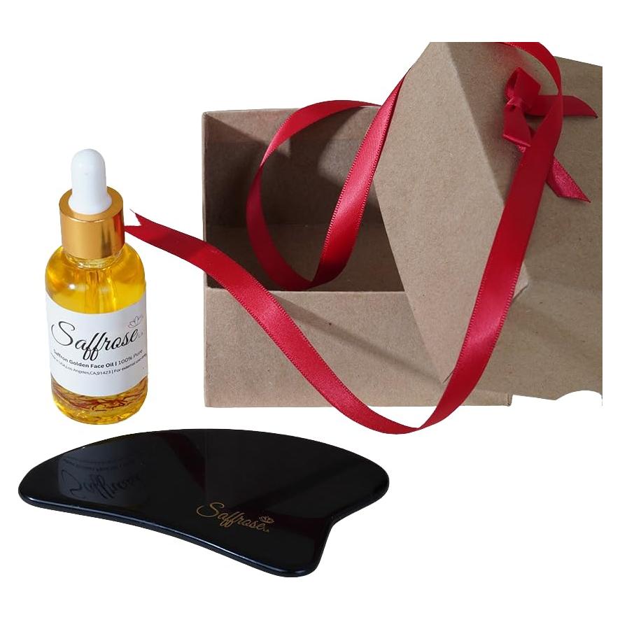 Set de Cuidado Facial 2 Piezas: Aceite Hidratante Azafrán + Gua Sha