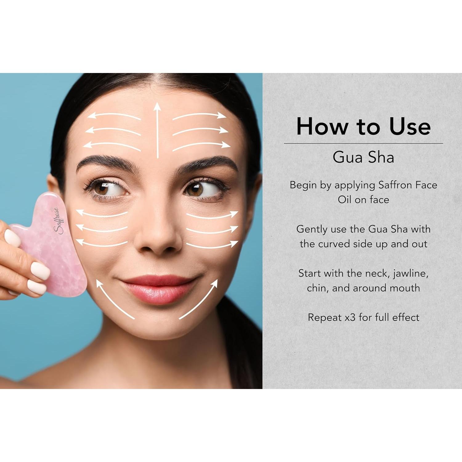 Set de Cuidado Facial 2 Piezas: Aceite Hidratante Azafrán + Gua Sha