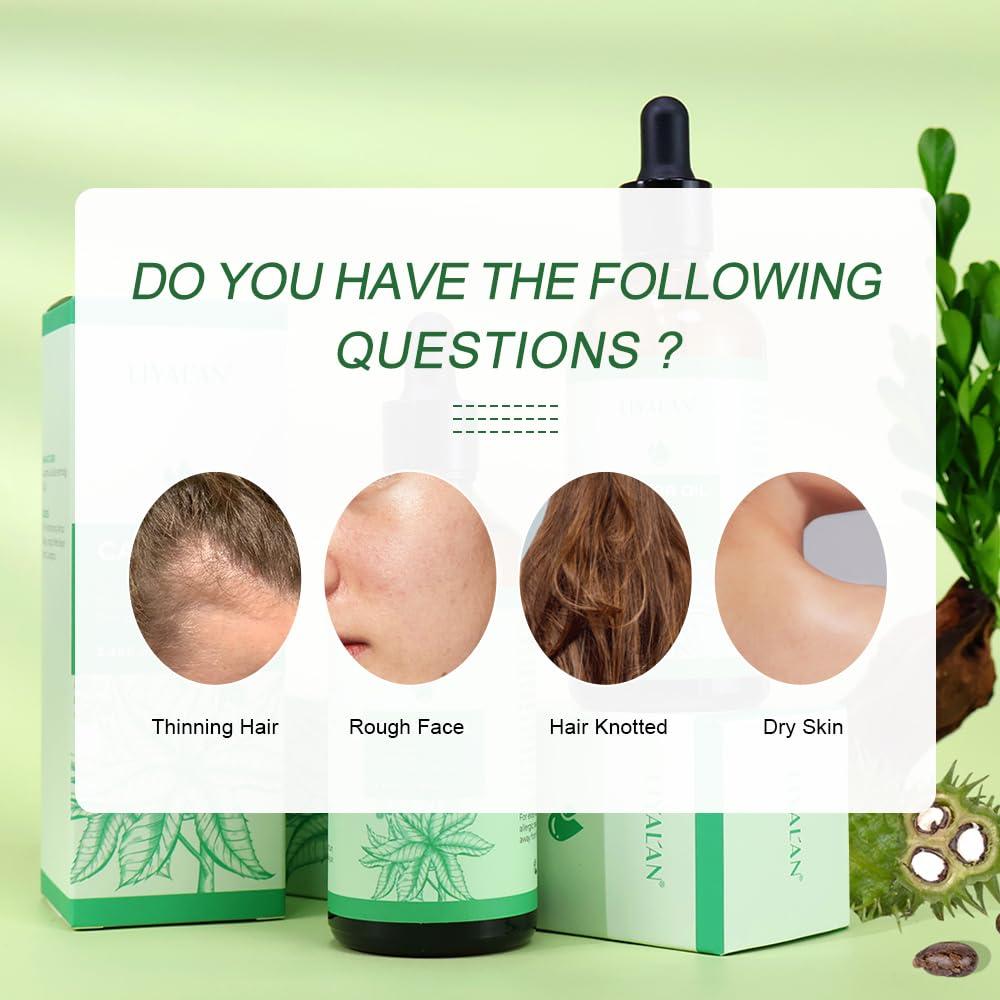 Aceite de Ricino Puro LIYALAN 100 ml Prensado en Frío para Cabello y Piel