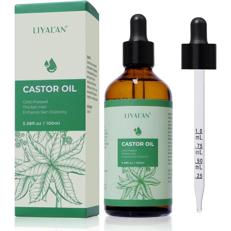 Aceite de Ricino Puro LIYALAN 100 ml Prensado en Frío para Cabello y Piel
