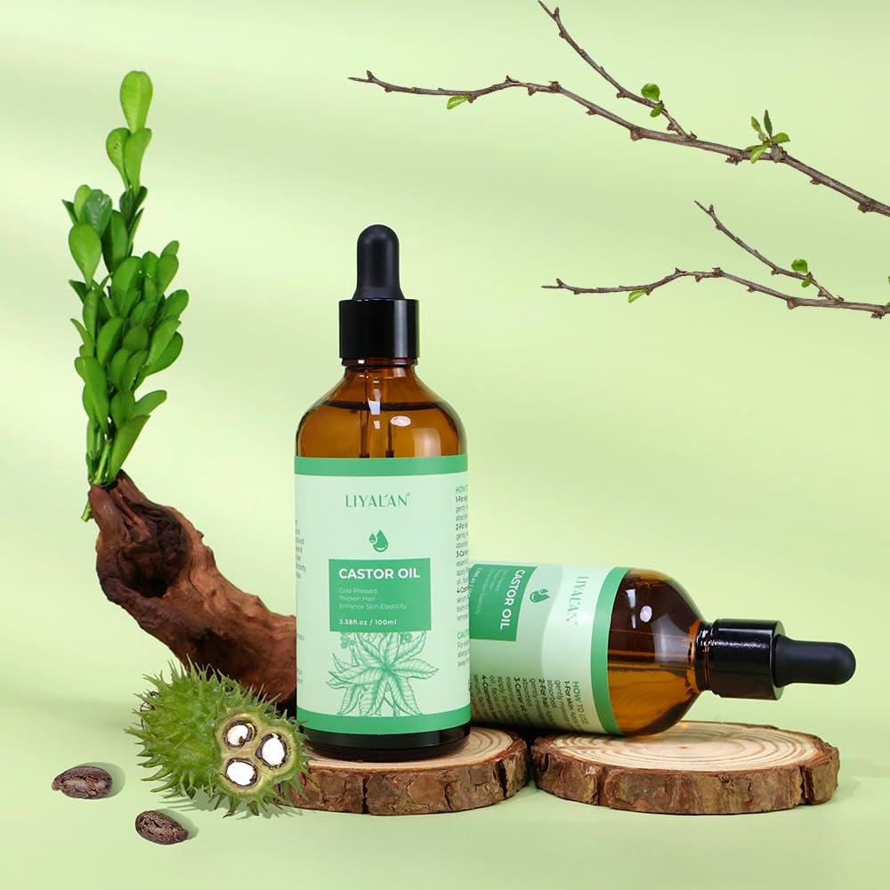 Aceite de Ricino Puro LIYALAN 100 ml Prensado en Frío para Cabello y Piel