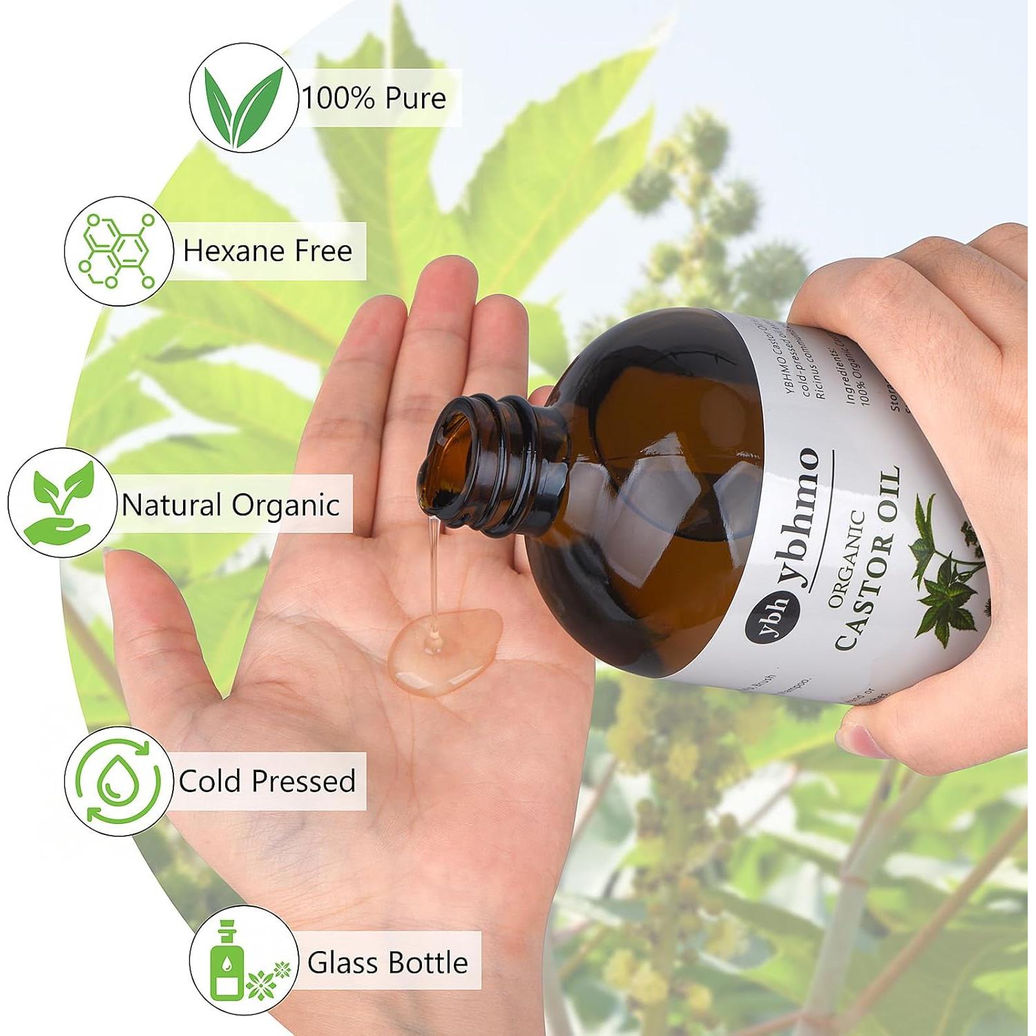 Aceite de Ricino Orgánico YBHMO 473 ml - Crecimiento Cabello y Piel