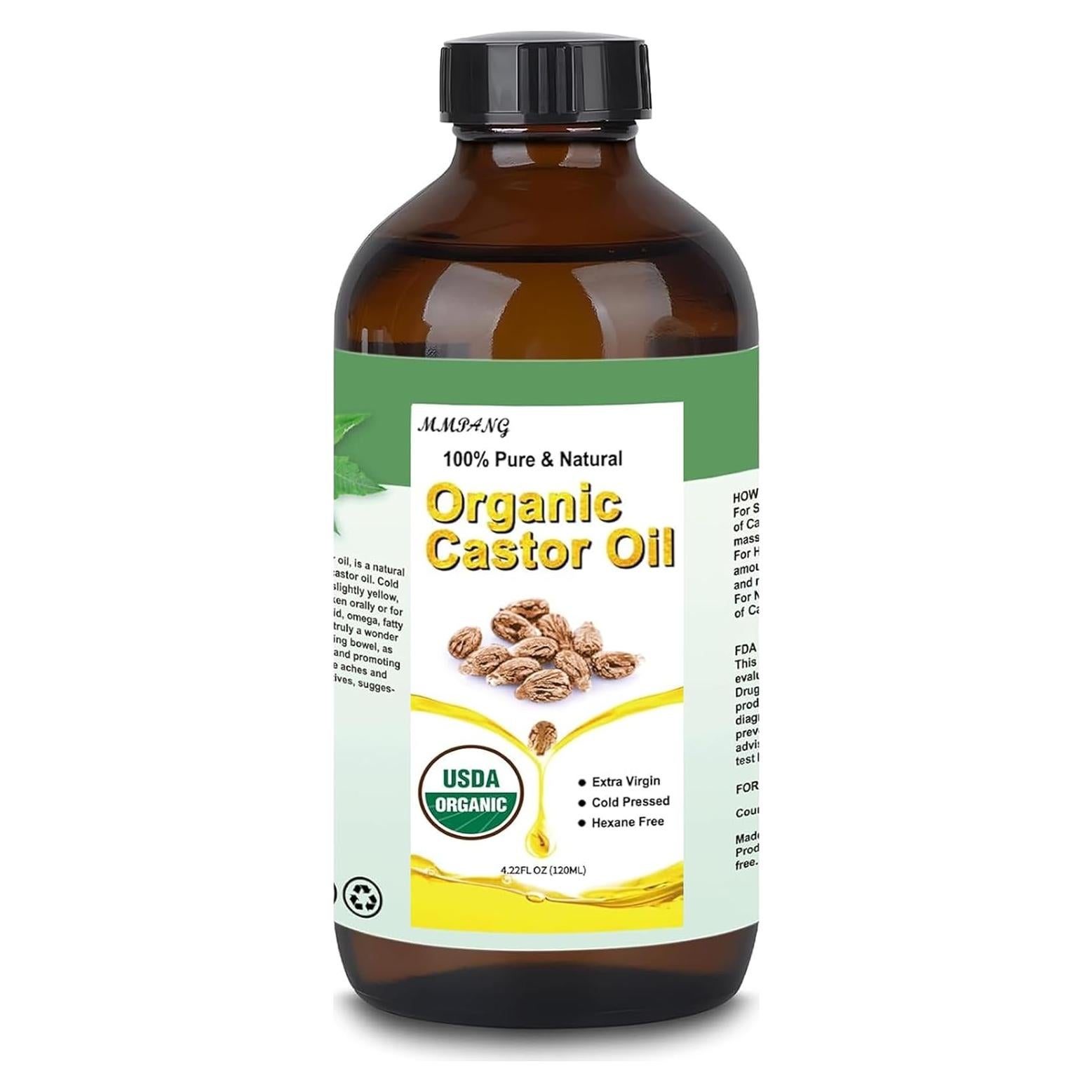 Aceite de Ricino Orgánico 100% Puro MMPANG 120ml Prensado en Frío