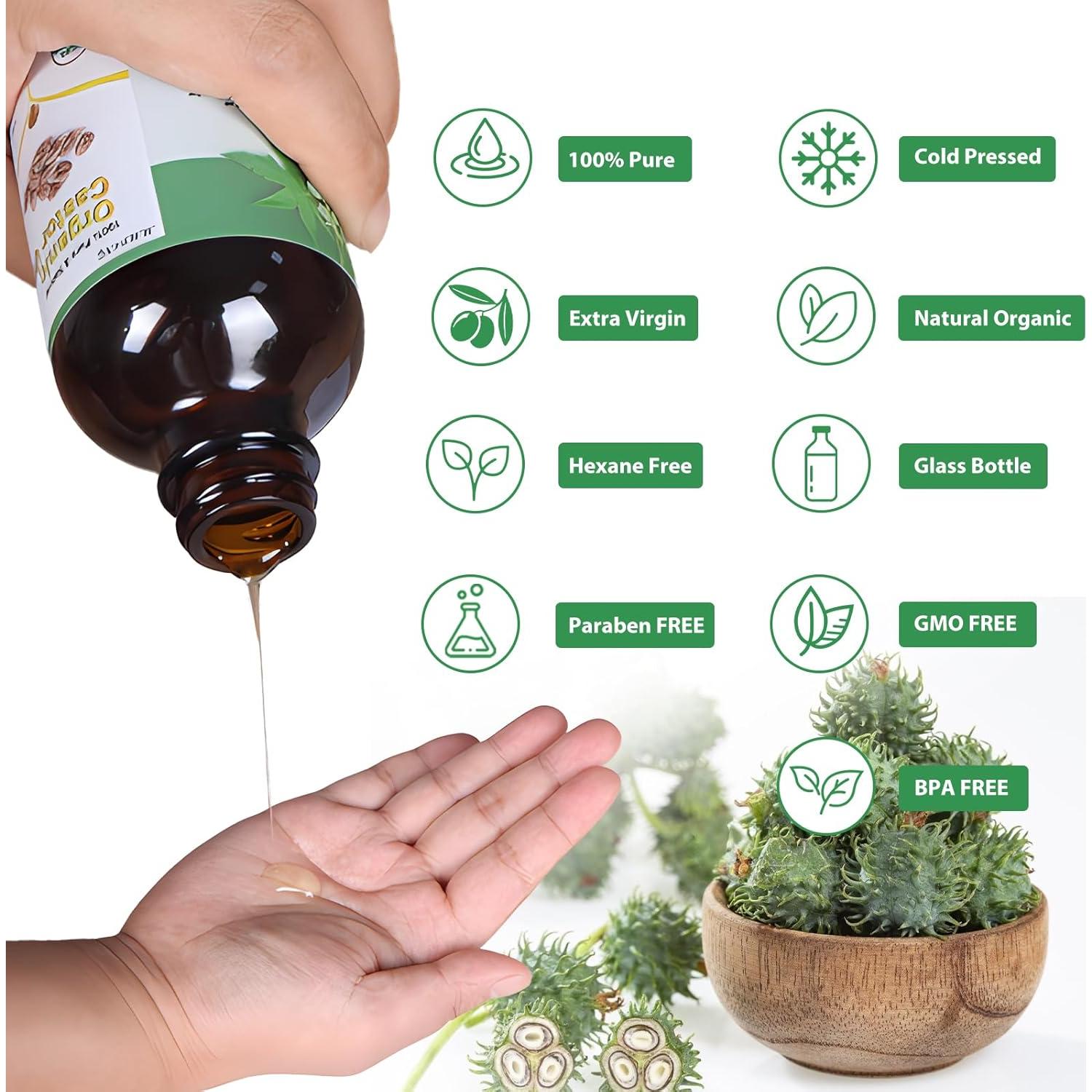 Aceite de Ricino Orgánico 100% Puro MMPANG 120ml Prensado en Frío