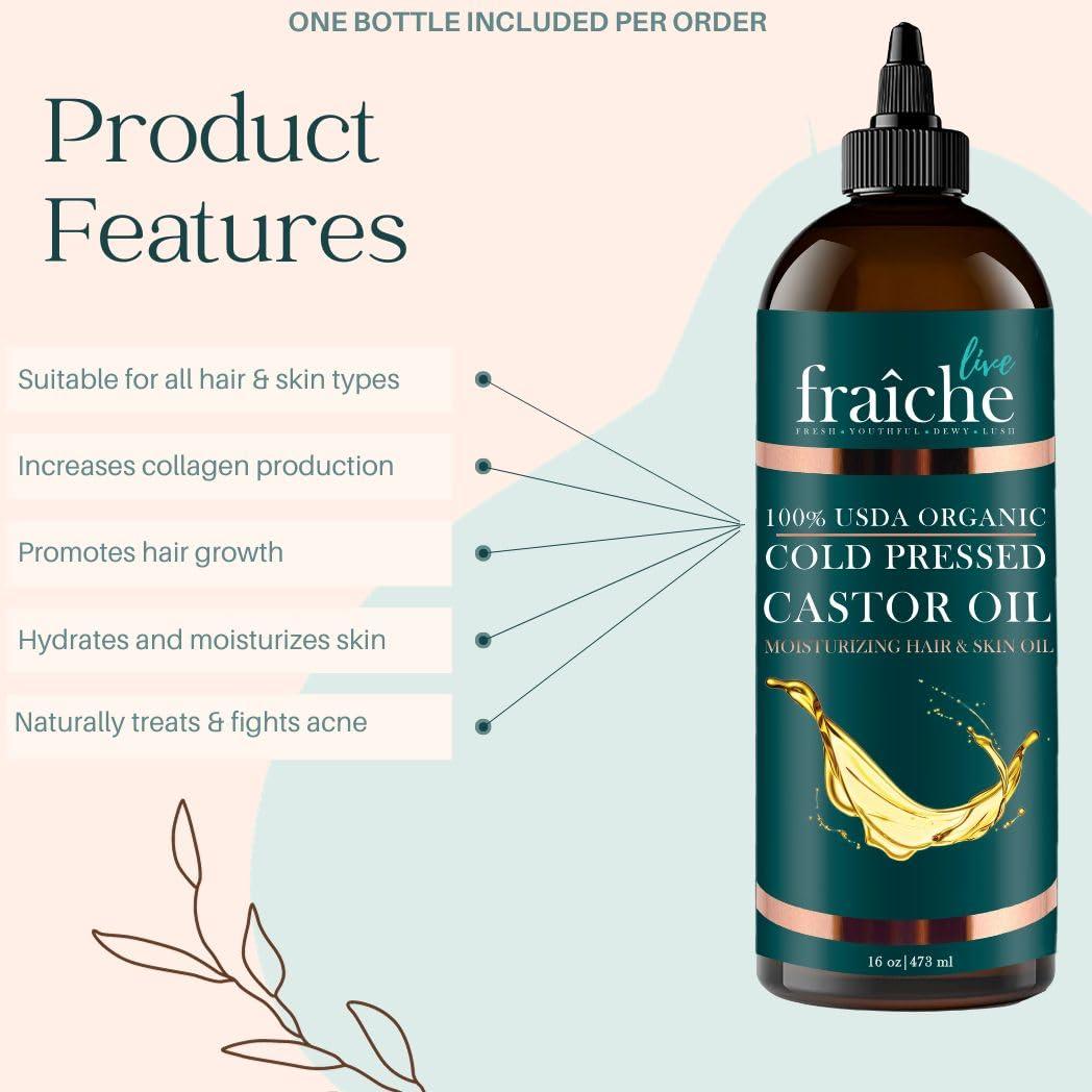 Aceite de Ricino Orgánico Live Fraiche 473ml - Puro y Natural