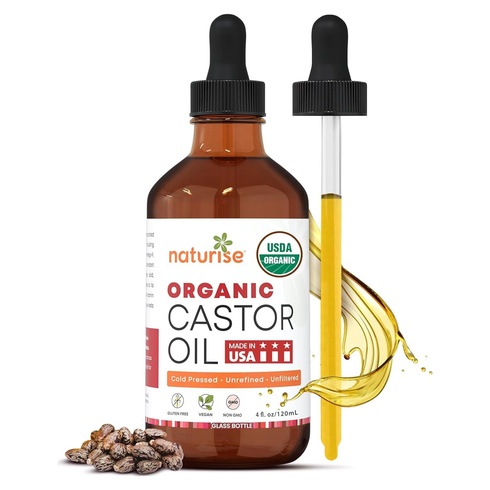 Aceite de Ricino Orgánico Naturise 118 ml - Puro y Sin Refinar