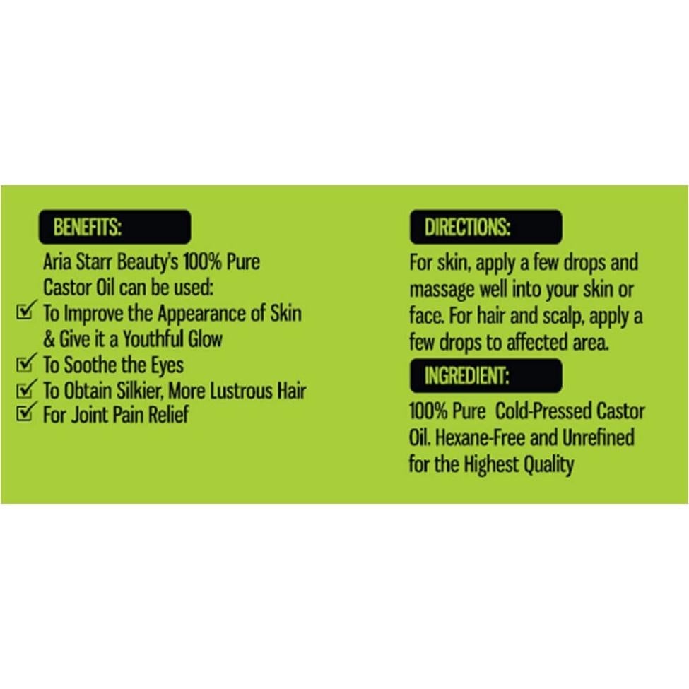 Aceite de Ricino Prensado en Frío Aria Starr 473 mL 100% Puro