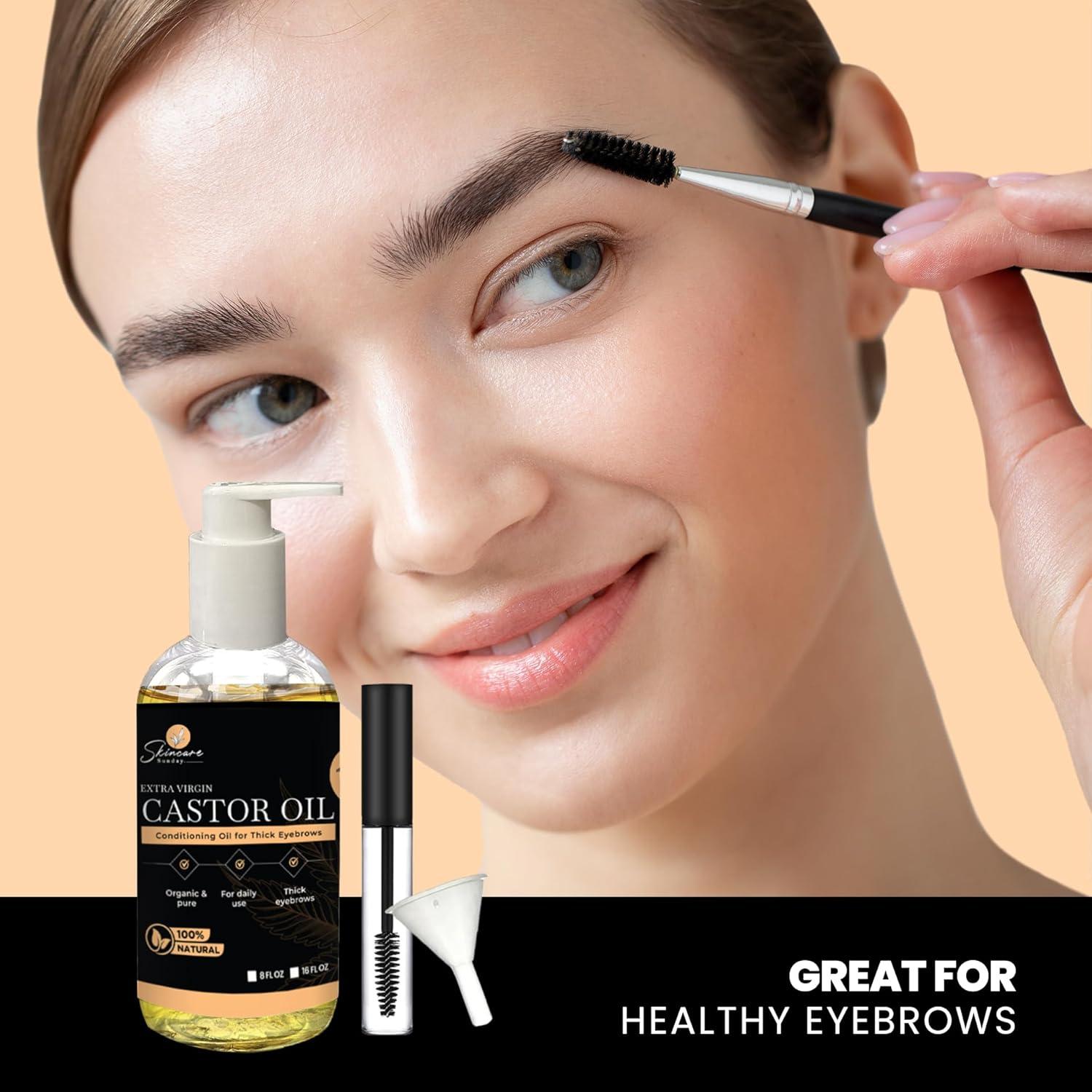 Aceite de Ricino Orgánico USDA Skin Care Sunday 473 ml - Cejas y Pestañas