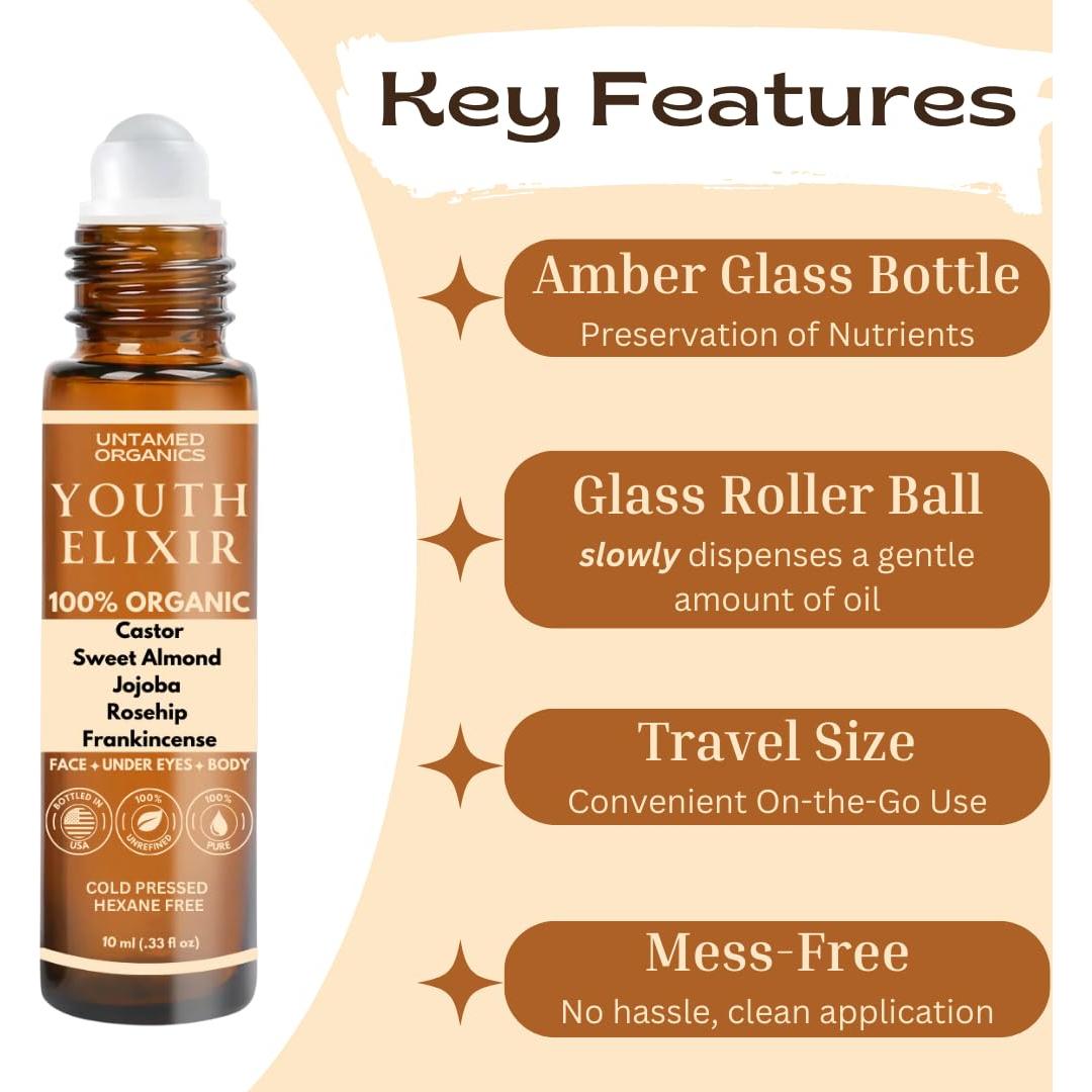 Elixir Juvenil Untamed Organics 10mL Suero Facial Roll On
