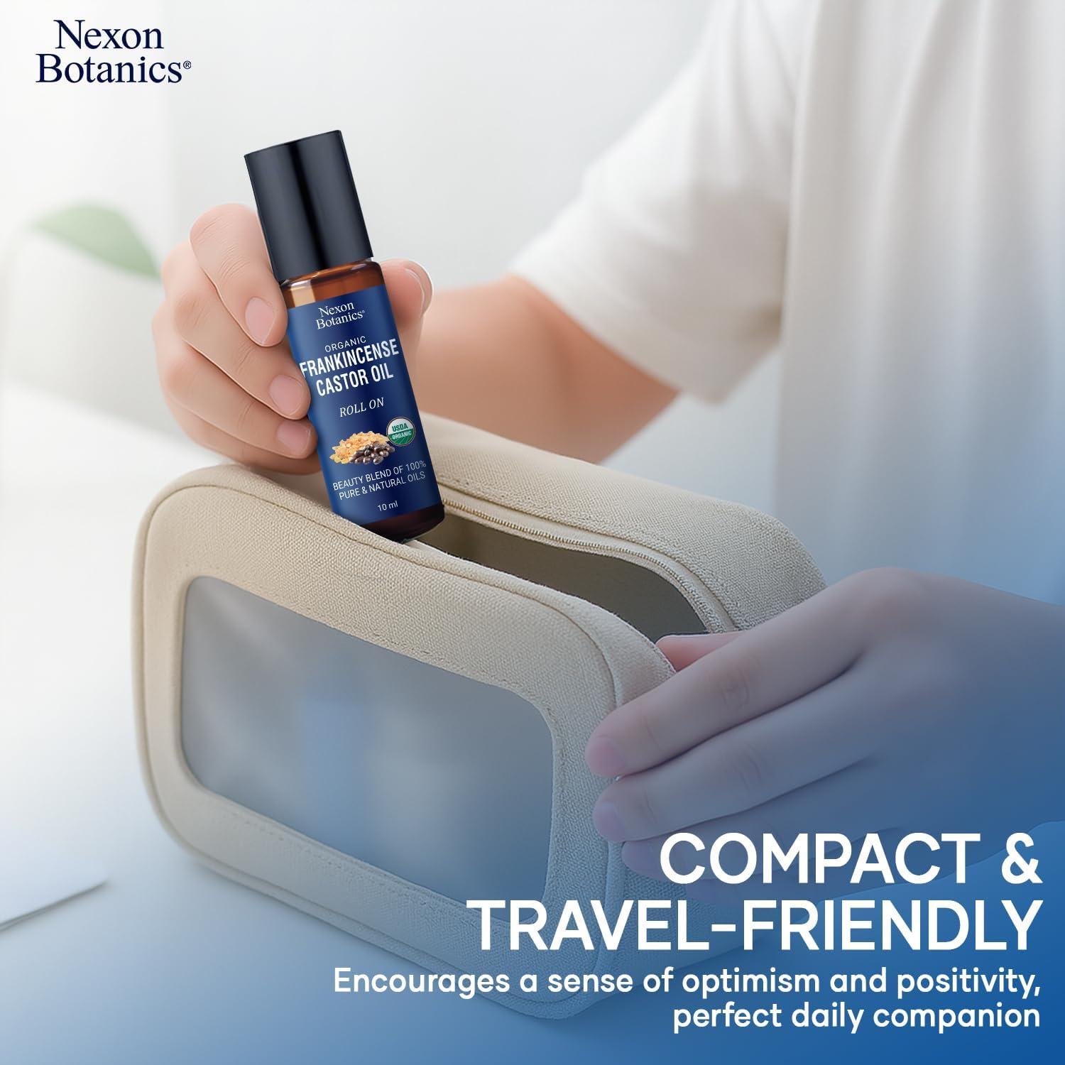 Aceite de Ricino Orgánico con Rodillo de Incienso 10 ml - Hidratante para Ojeras - Nexon Botanics