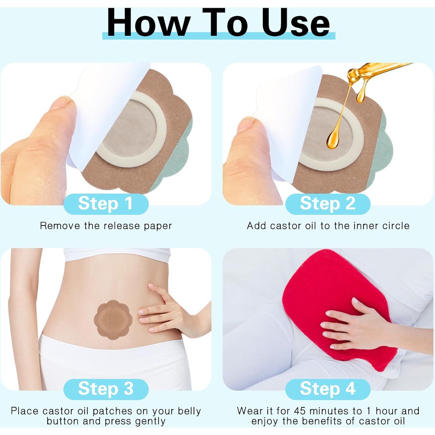 50 Parches Desechables de Aceite de Ricino JayruiMice - Flor Piel