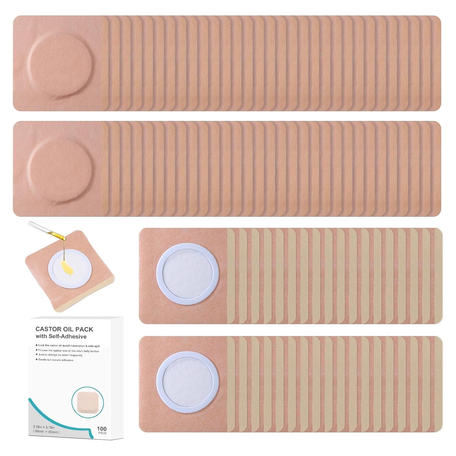 100 Parches de Aceite de Ricino Orgánico Zexrow - Hipoalergénicos