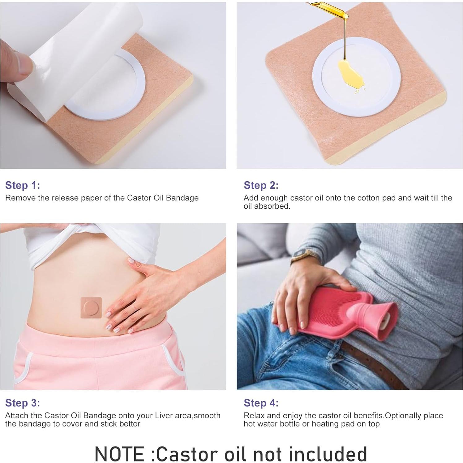 100 Parches de Aceite de Ricino Orgánico Zexrow - Hipoalergénicos