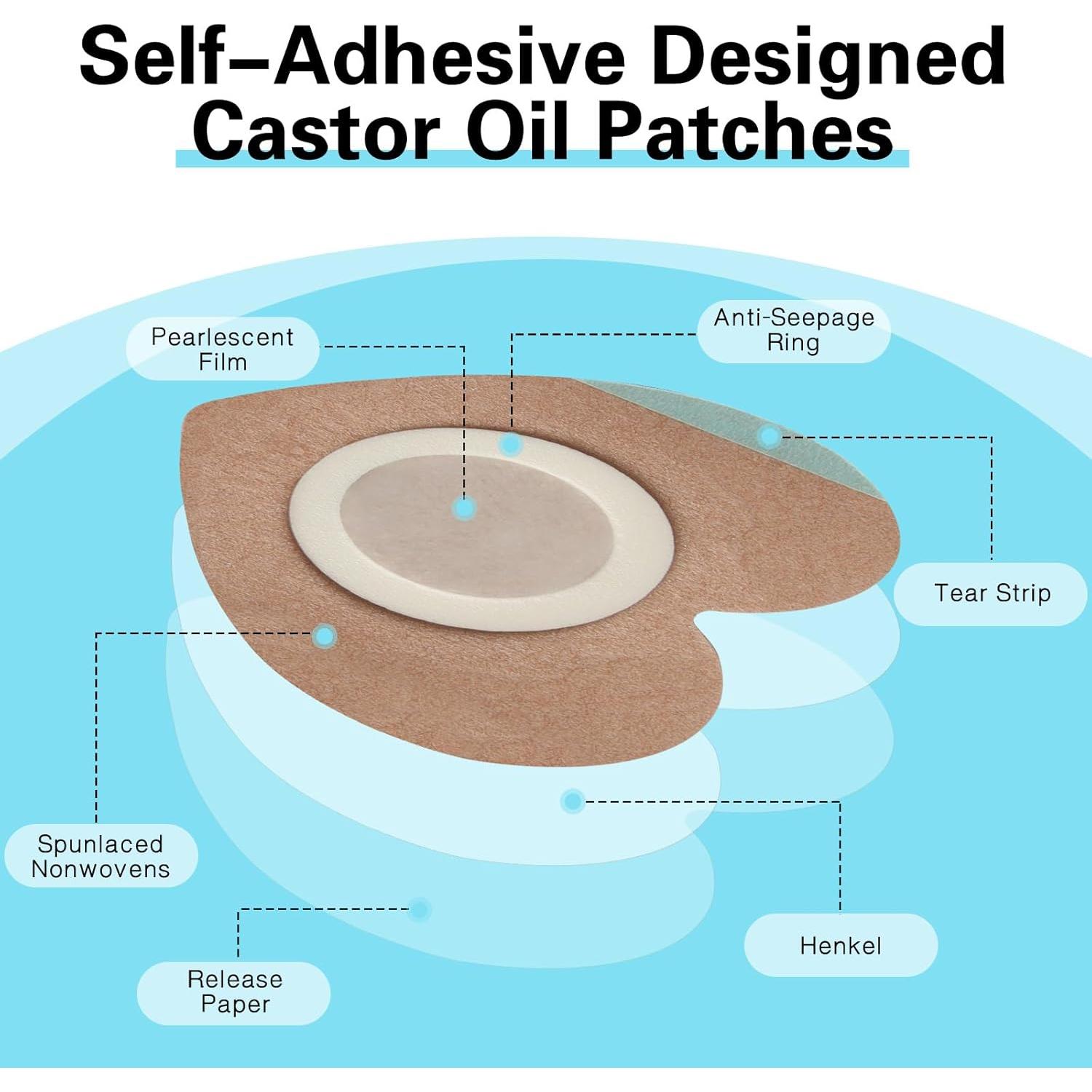 30 Parches Desechables Autoadhesivos de Aceite de Ricino - Corazón