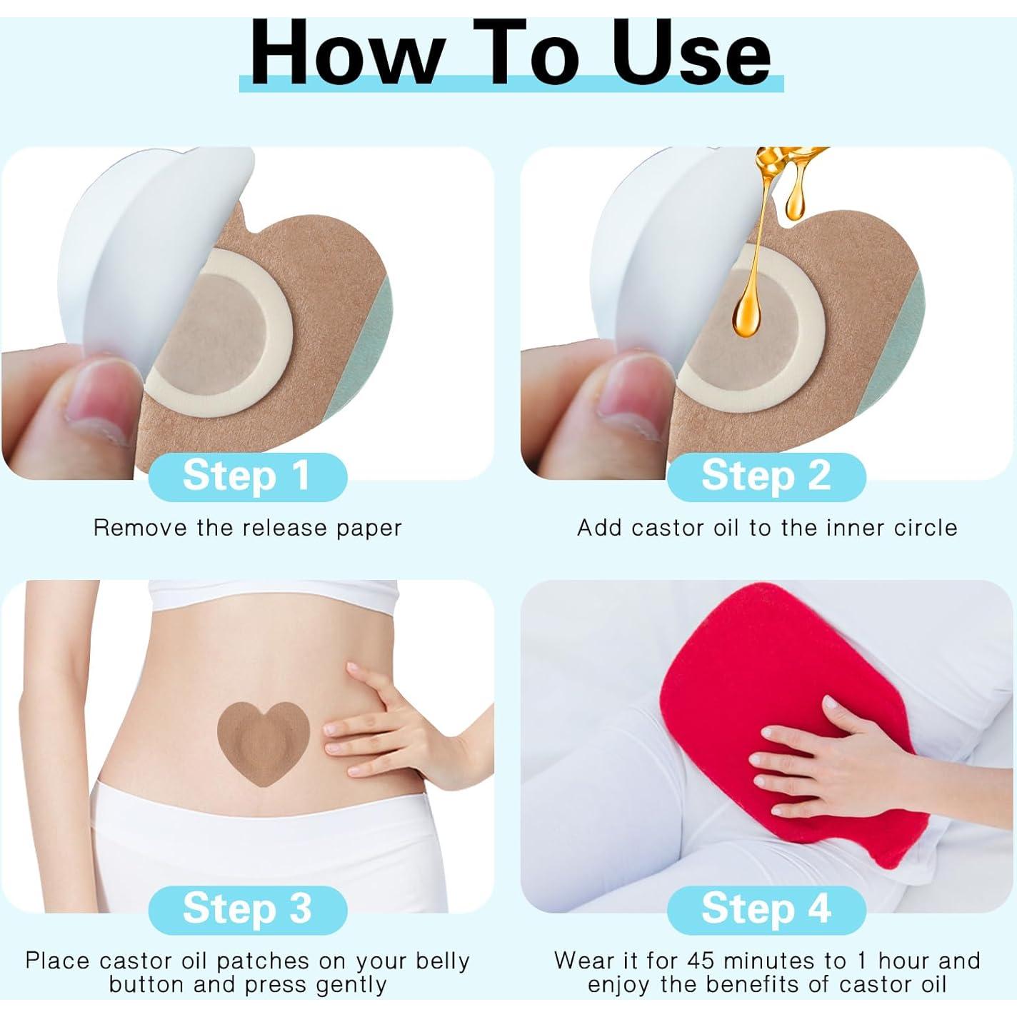 30 Parches Desechables Autoadhesivos de Aceite de Ricino - Corazón