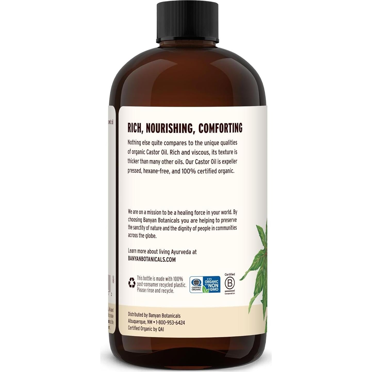 Aceite de Ricino Orgánico Banyan Botanicals 710 ml - Hidratante Facial y Capilar