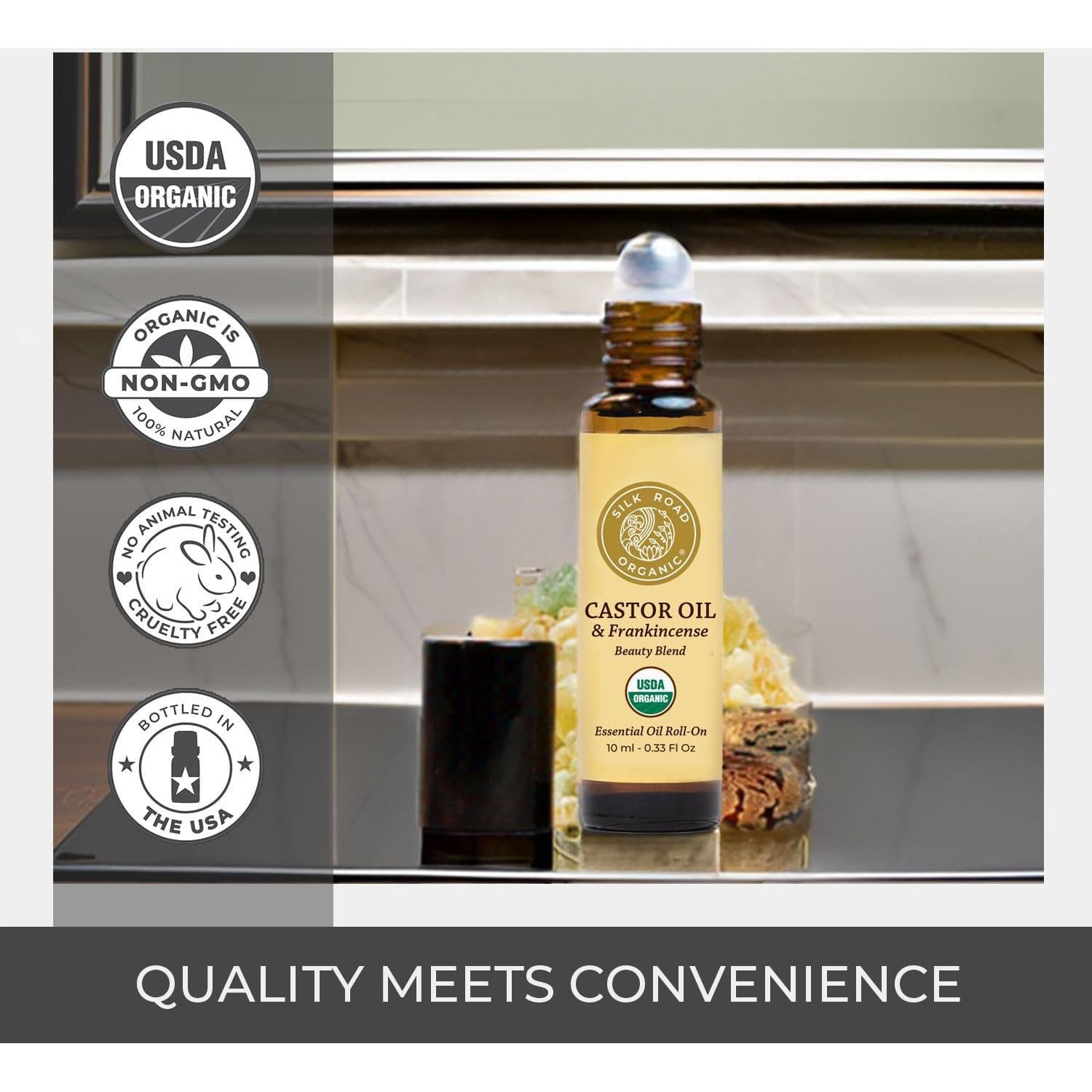 Aceite de Ricino Orgánico Silk Road 10ml + Incienso Roll On Ojos