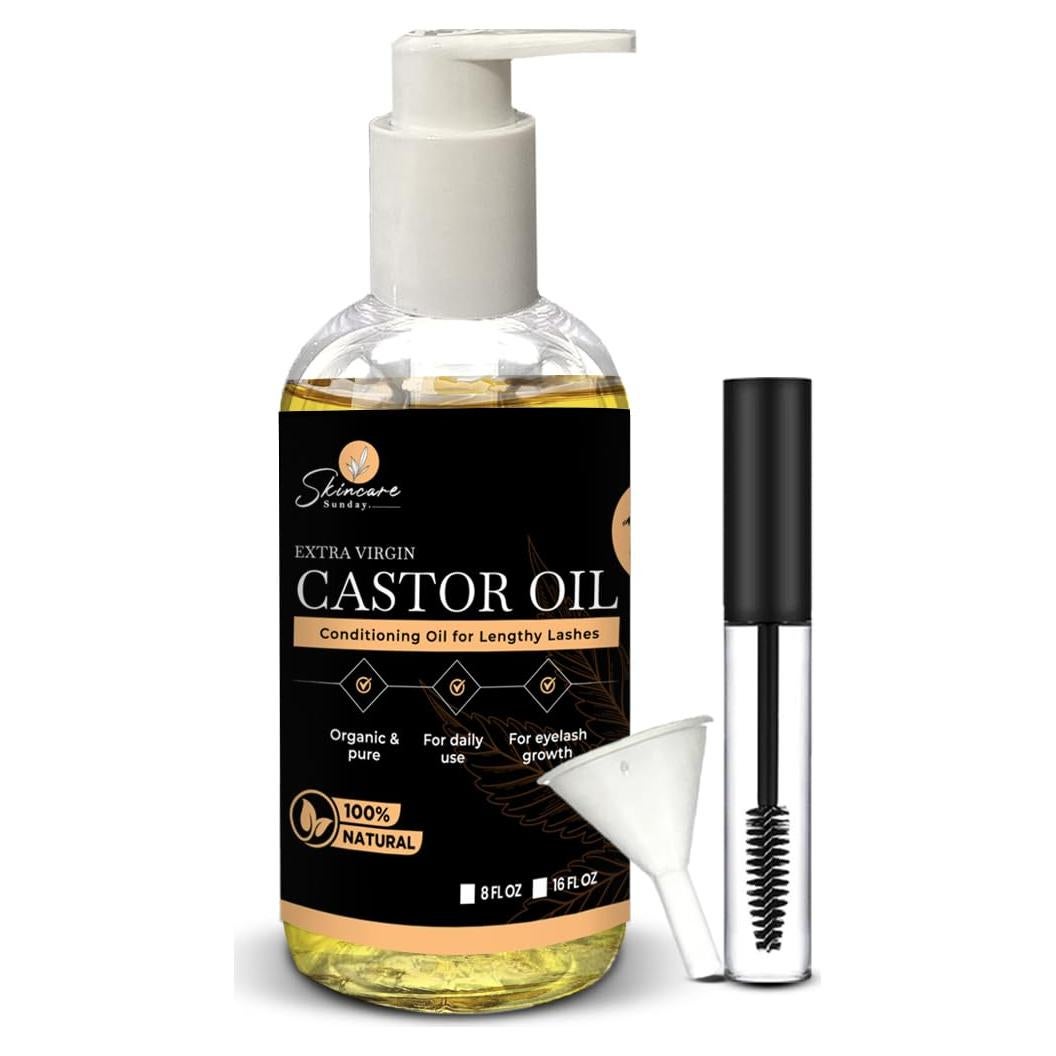Aceite de Ricino Orgánico USDA Skin Care Sunday 473 ml para Pestañas