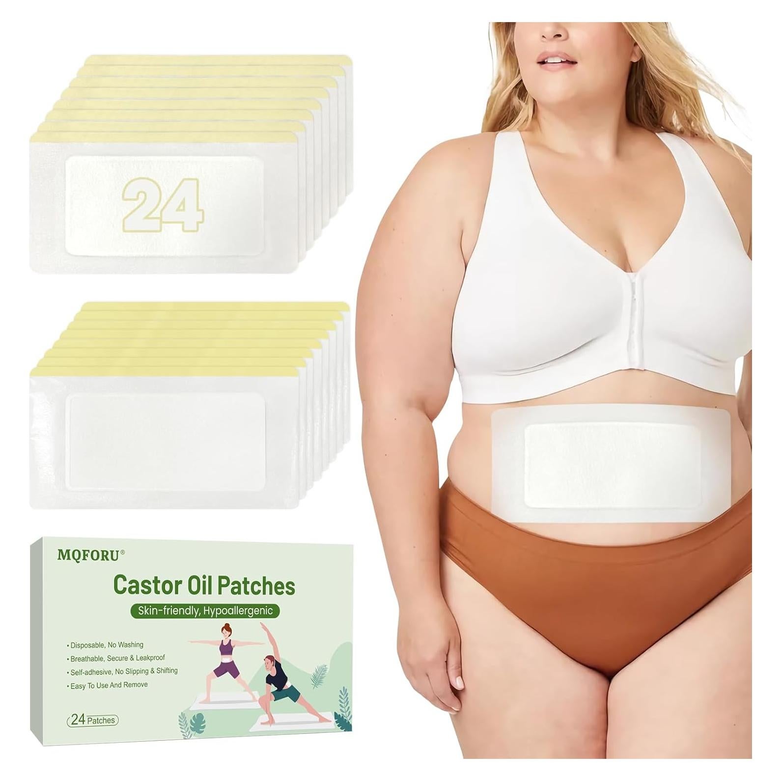 Parches de Aceite de Ricino MQFORU 24 Pcs 30x16 cm Autoadhesivos