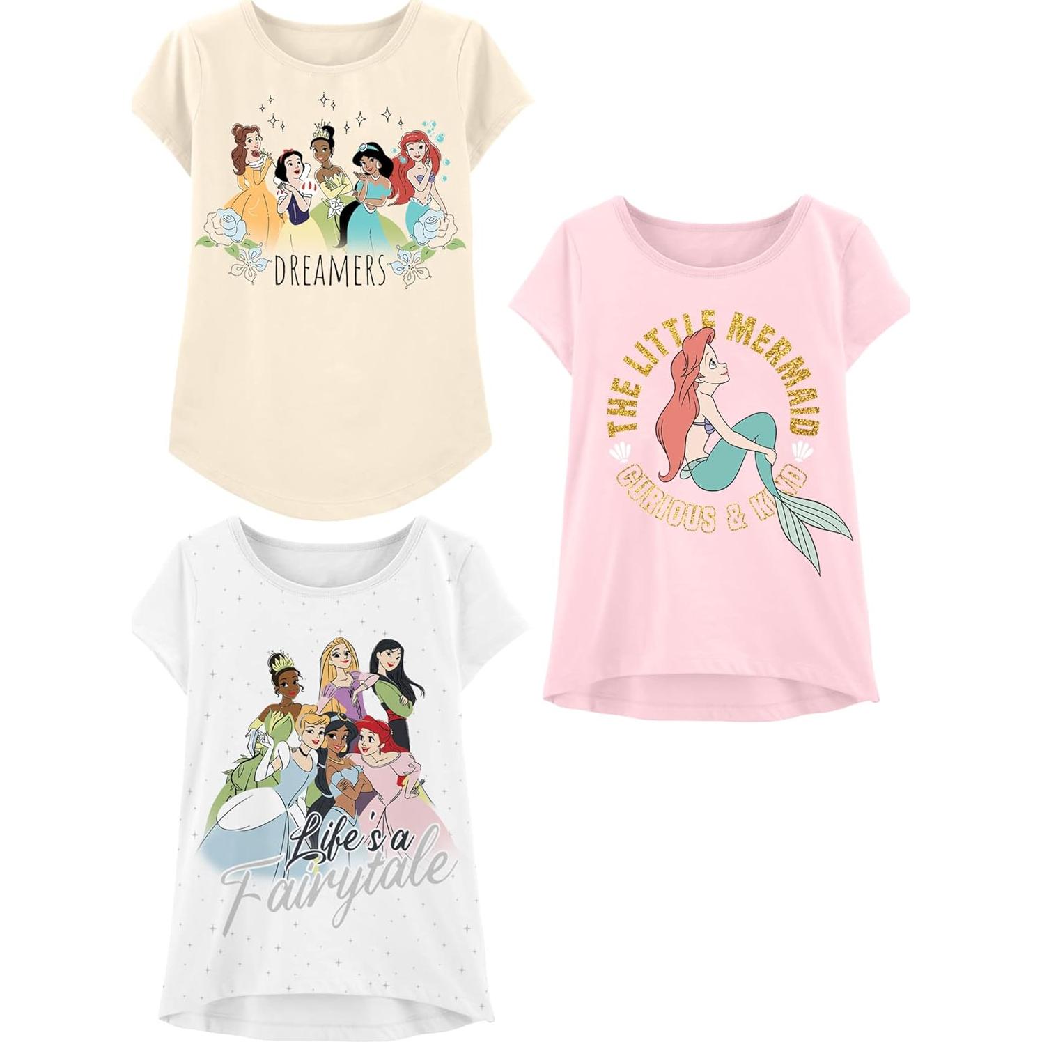 Camisetas Disney para Niñas - Pack de 3 Princesas
