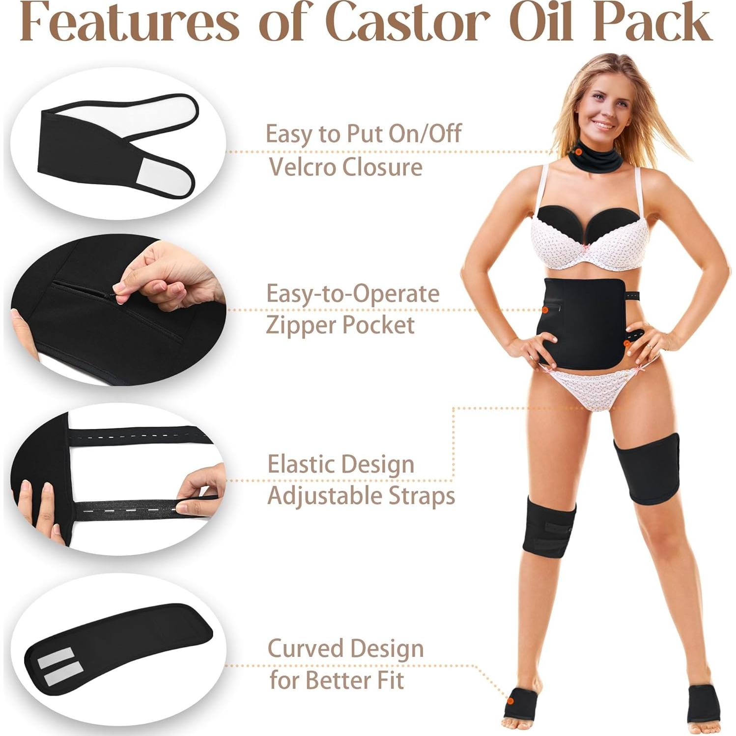 Kit de Envoltura de Aceite de Ricino Orgánico 9 Pcs Selferry