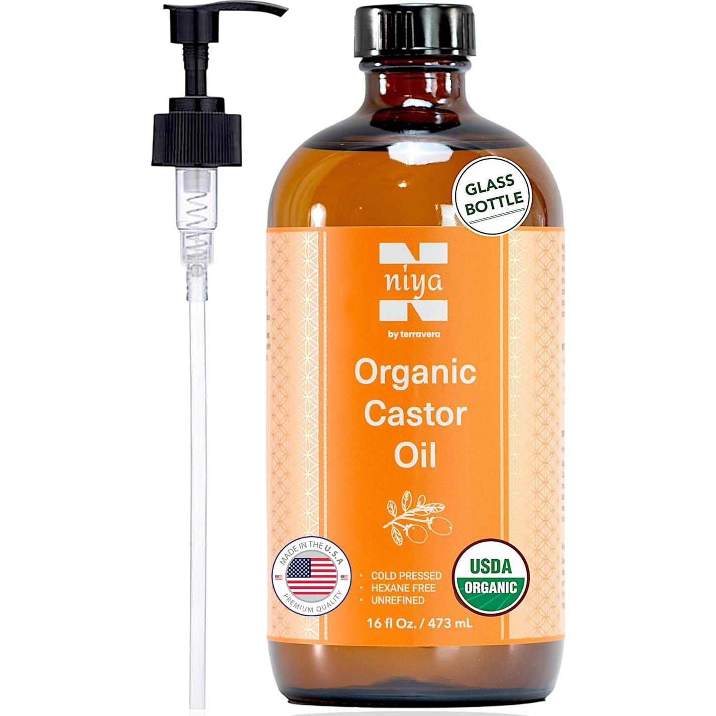 Aceite de Ricino Orgánico Niyavera 473ml Prensado en Frío Sin Refinar