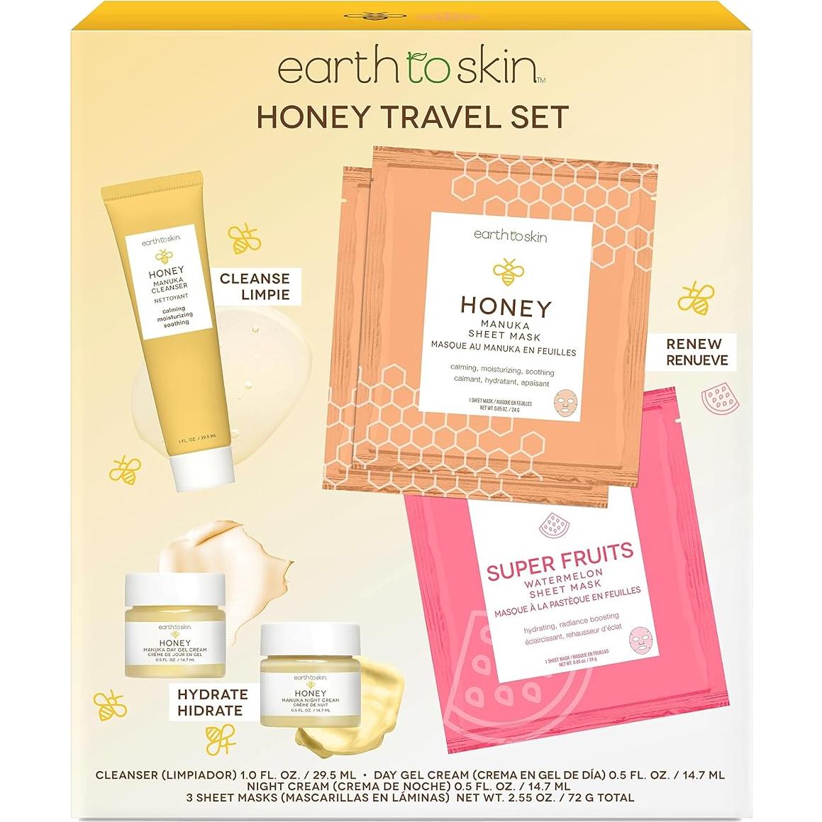 Juego de Viaje Earth To Skin Miel - 6 Piezas Hidratantes