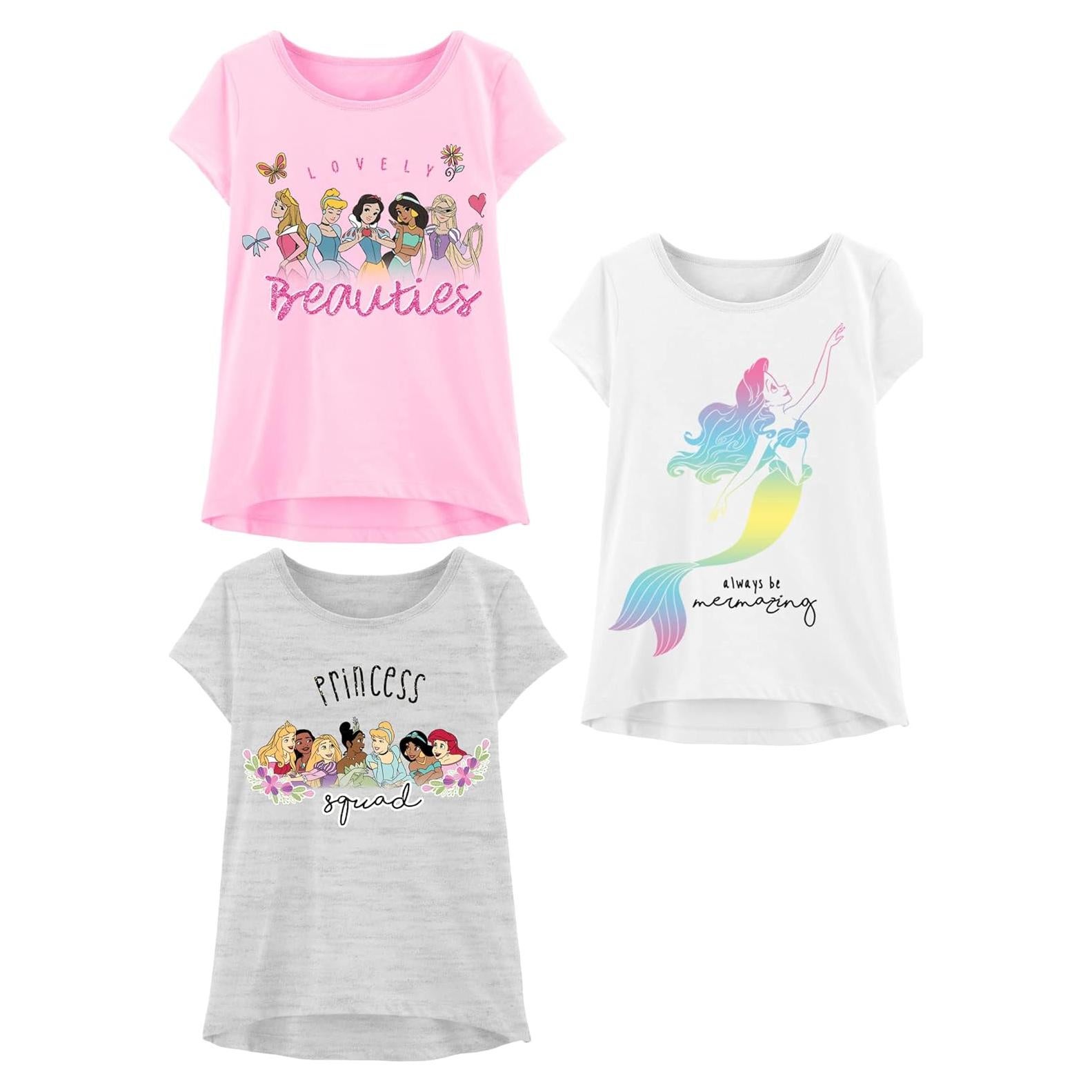 Camiseta Princesa Disney Niñas 3 Piezas Algodón Brillante