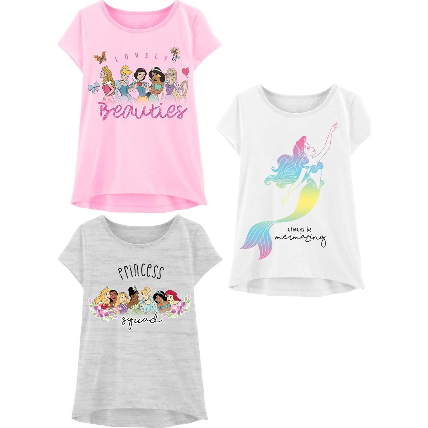Camiseta Princesa Disney Niñas 3 Piezas Algodón Brillante