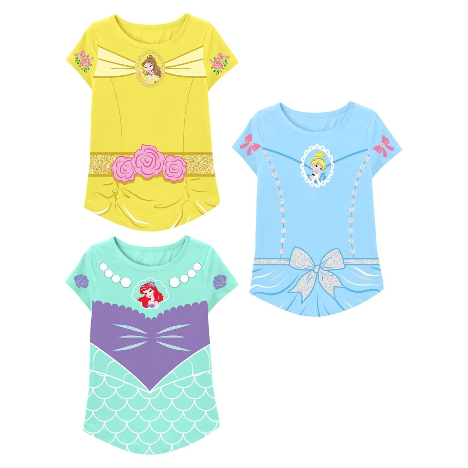 Camiseta Princesa Disney 3 Piezas Niñas Jasmine Ariel