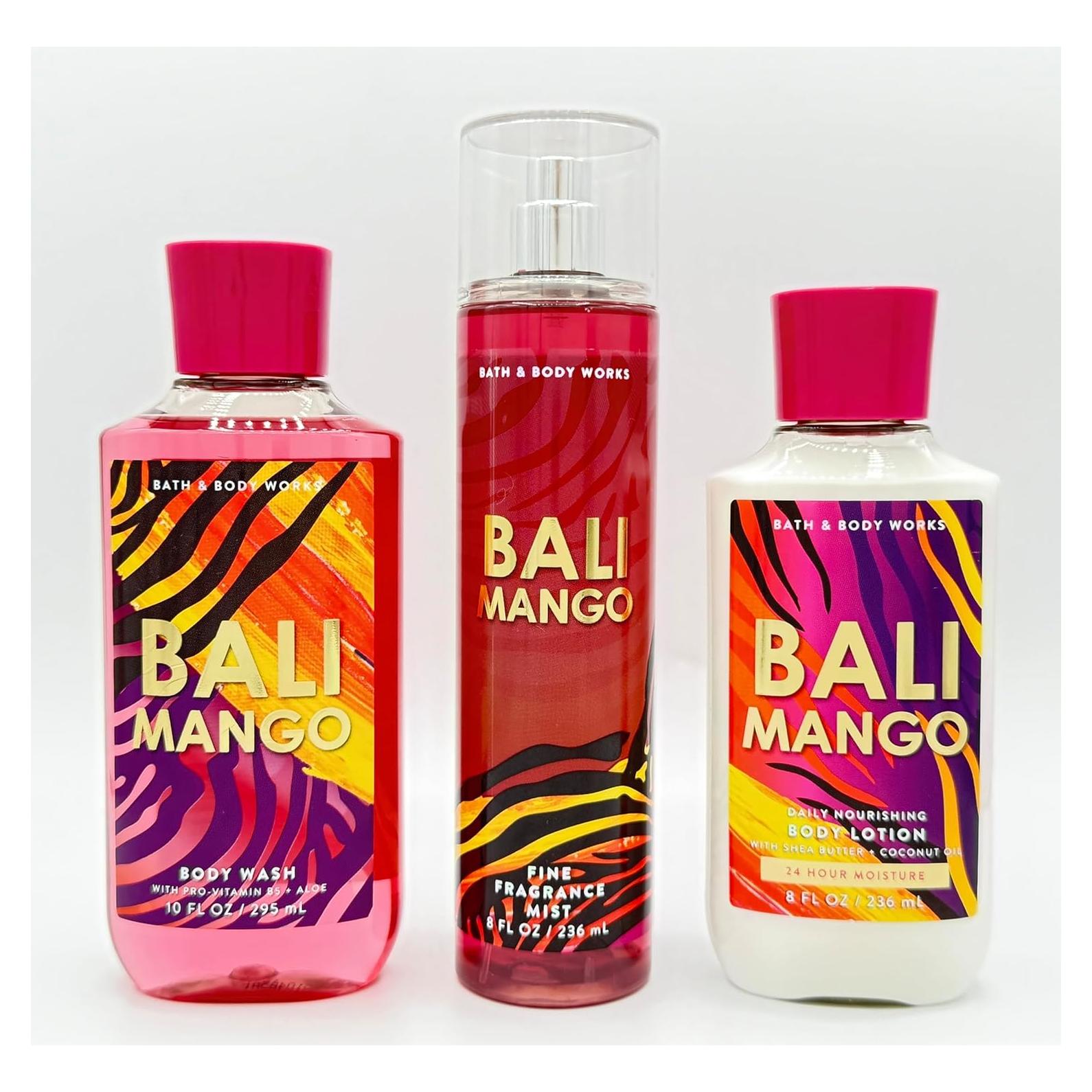 Conjunto de Baño y Cuerpo Bali Mango 3 Piezas - Gel, Bruma y Loción