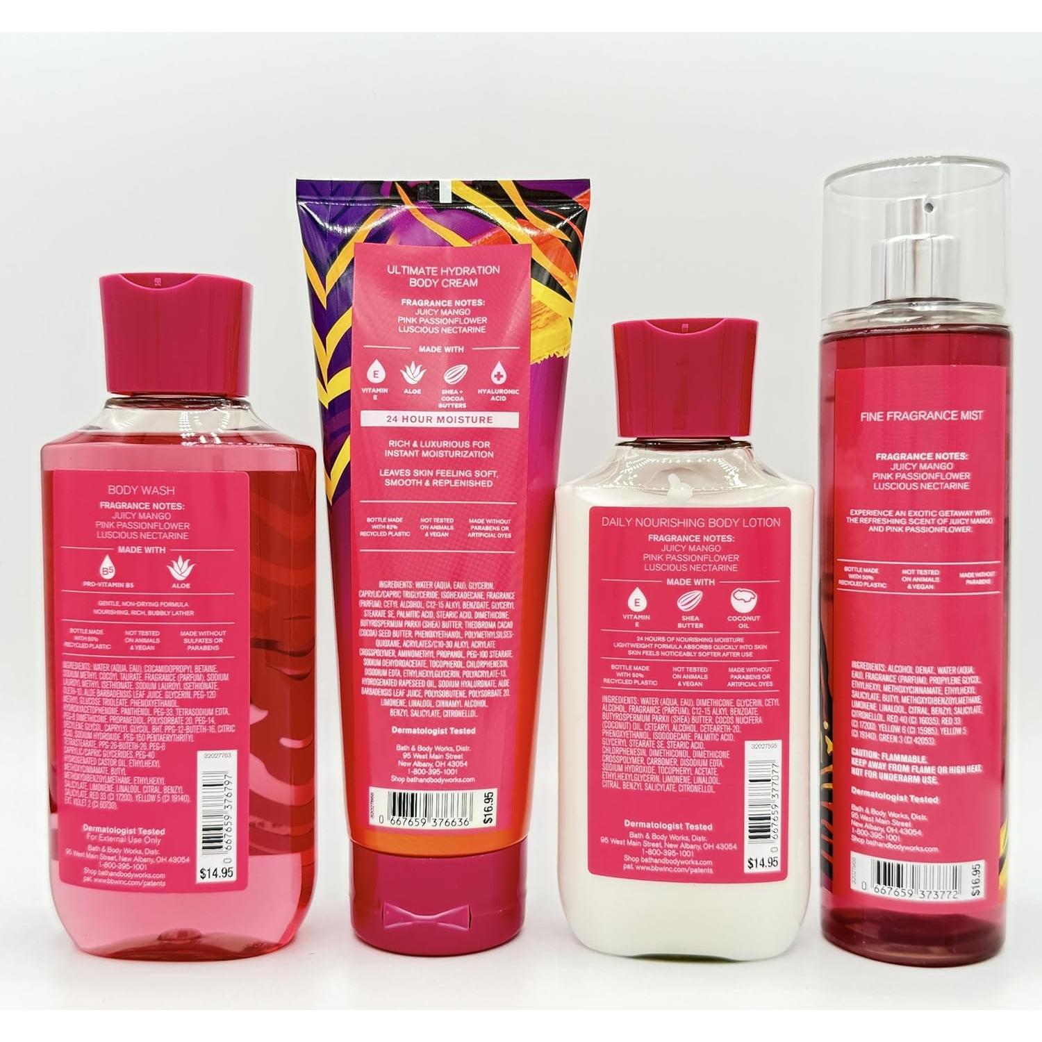 Conjunto de Baño Bali Mango 4 Piezas - Gel, Crema, Loción, Bruma