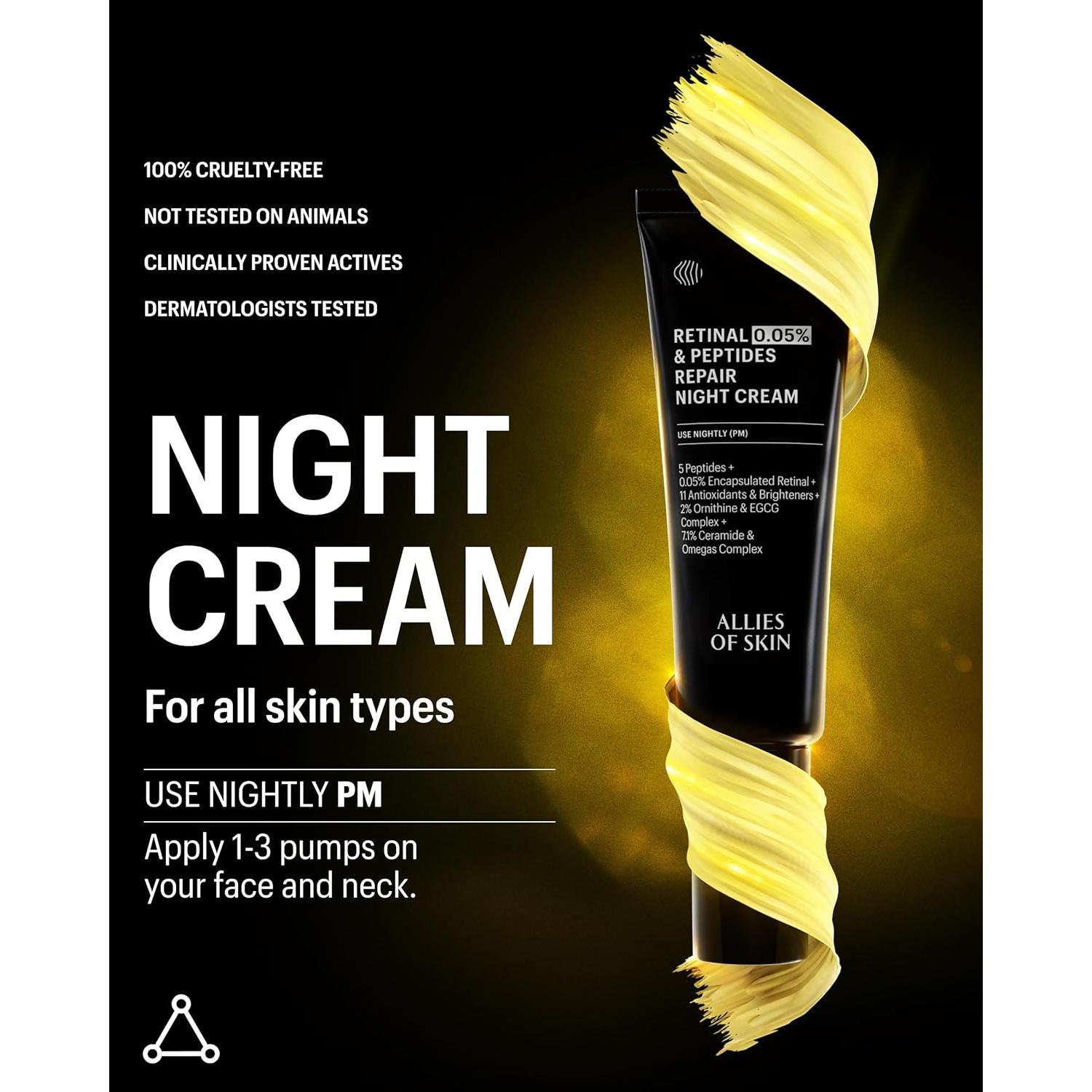 Crema Nocturna Reparadora Aliados de la Piel 0.05% Retinaldehído