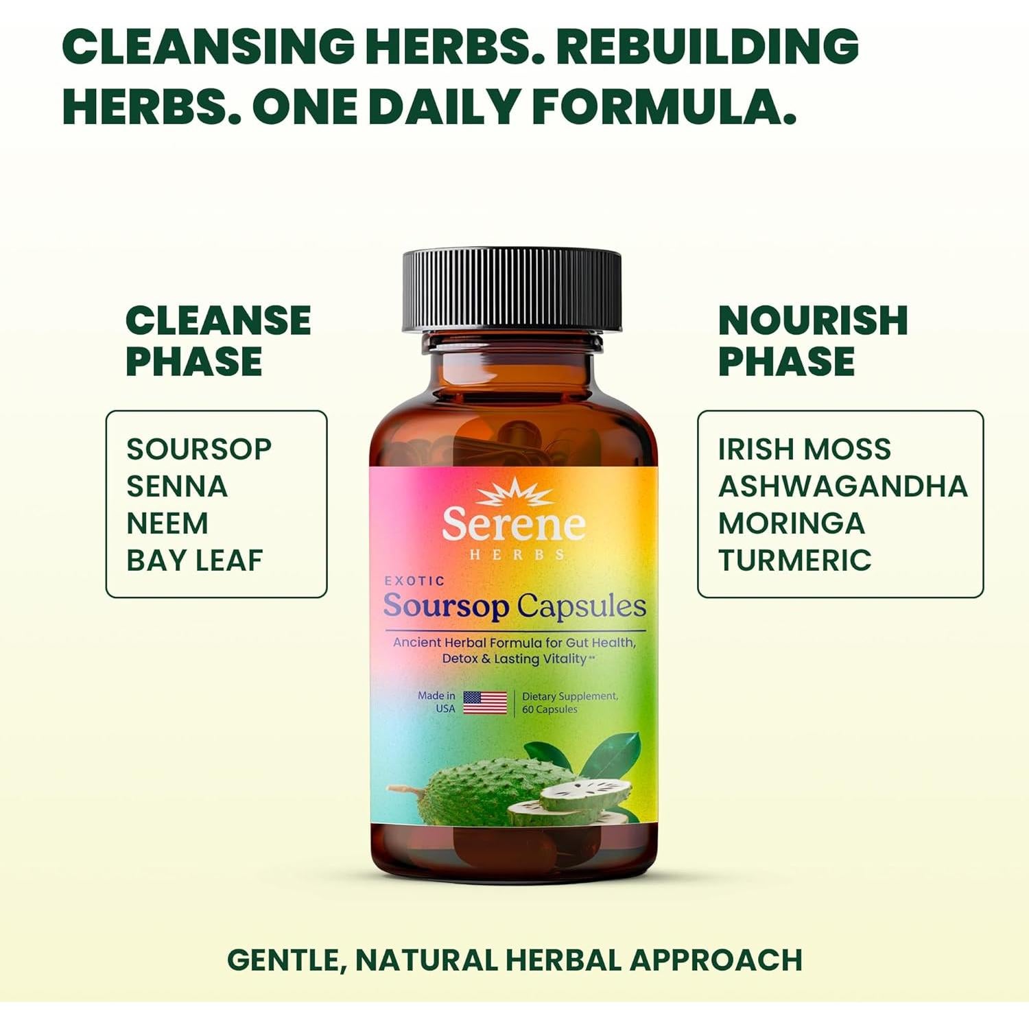 Cápsulas Detox de Soursop, Semilla Negra y Moringa - 60 Unidades