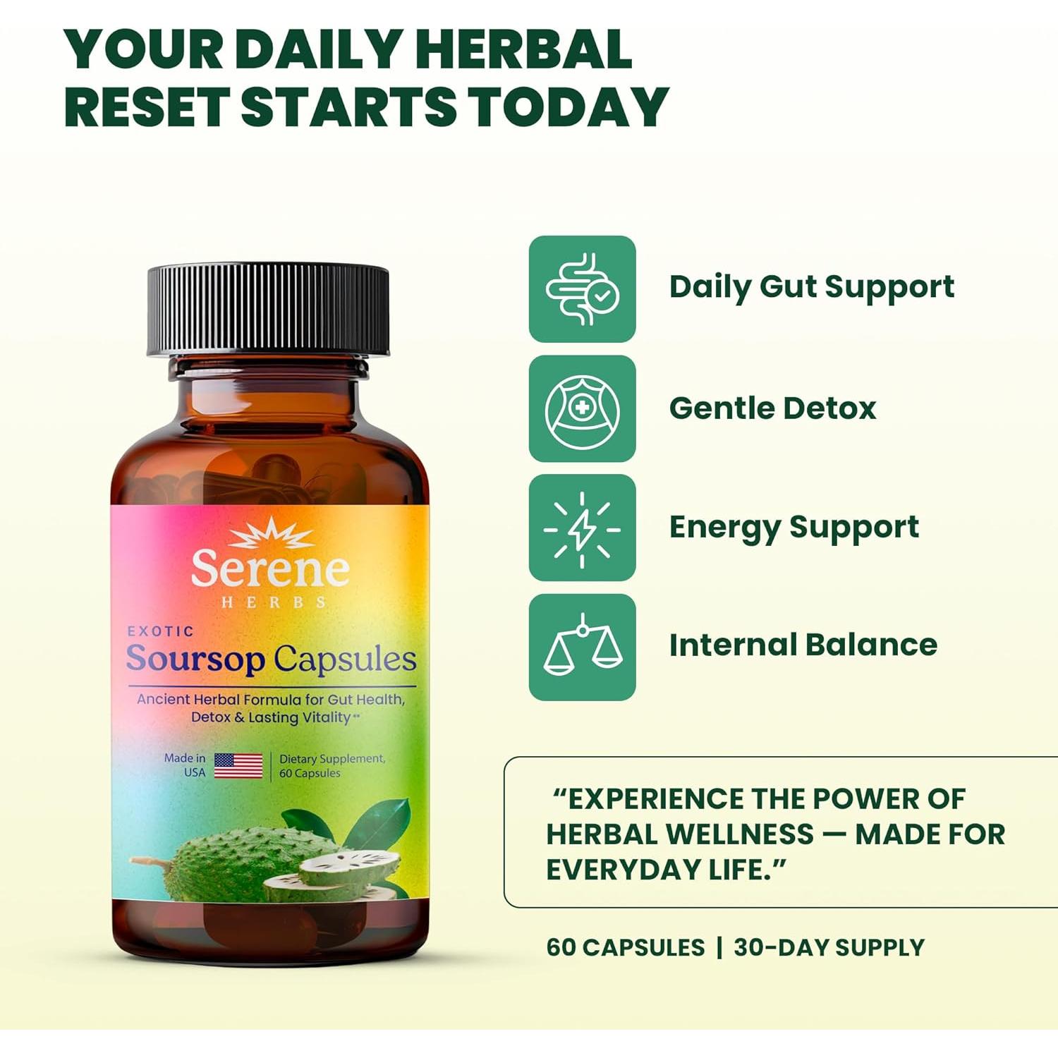 Cápsulas Detox de Soursop, Semilla Negra y Moringa - 60 Unidades