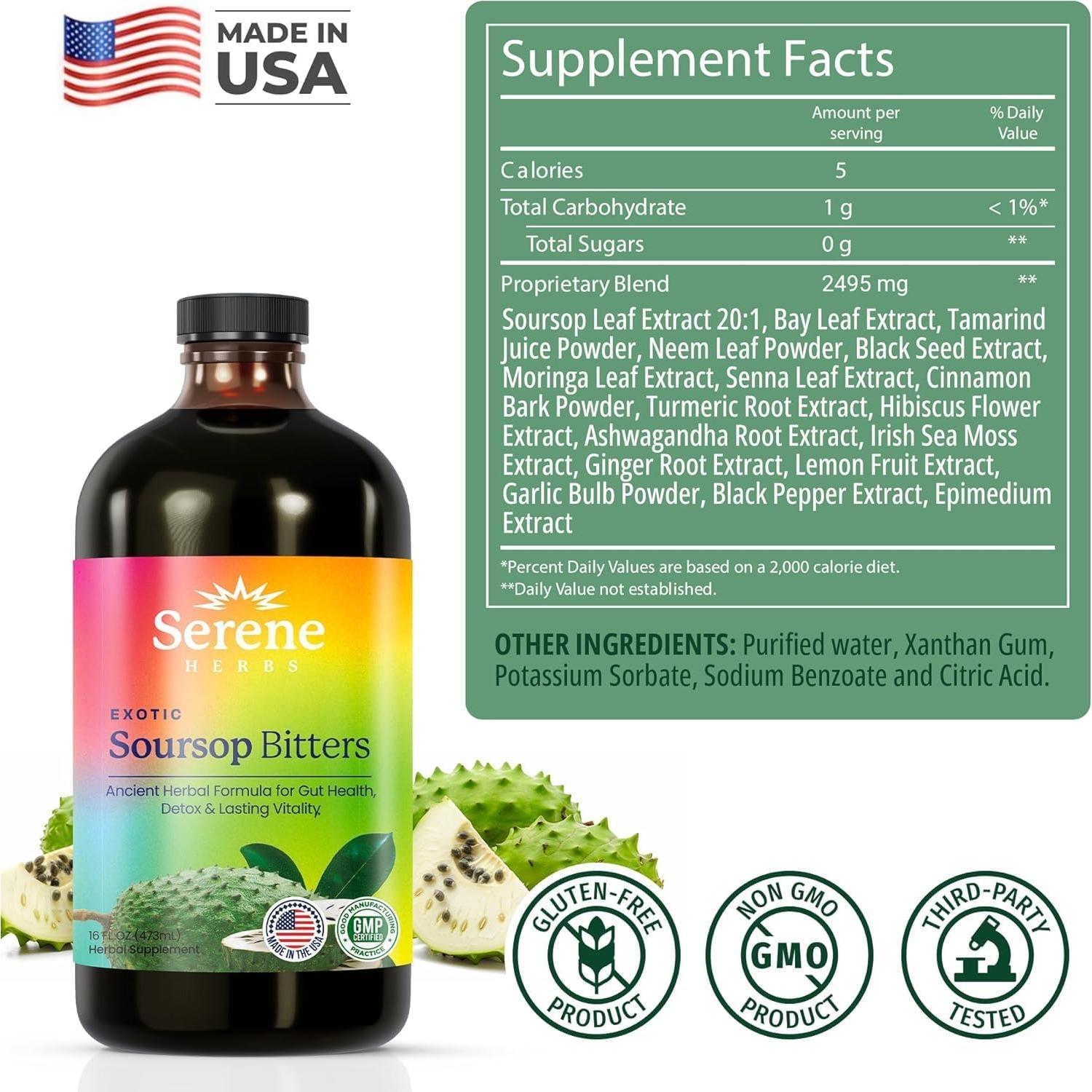 Líquido Amargo de Guanábana Serene Herbs 473 ml - Salud Digestiva
