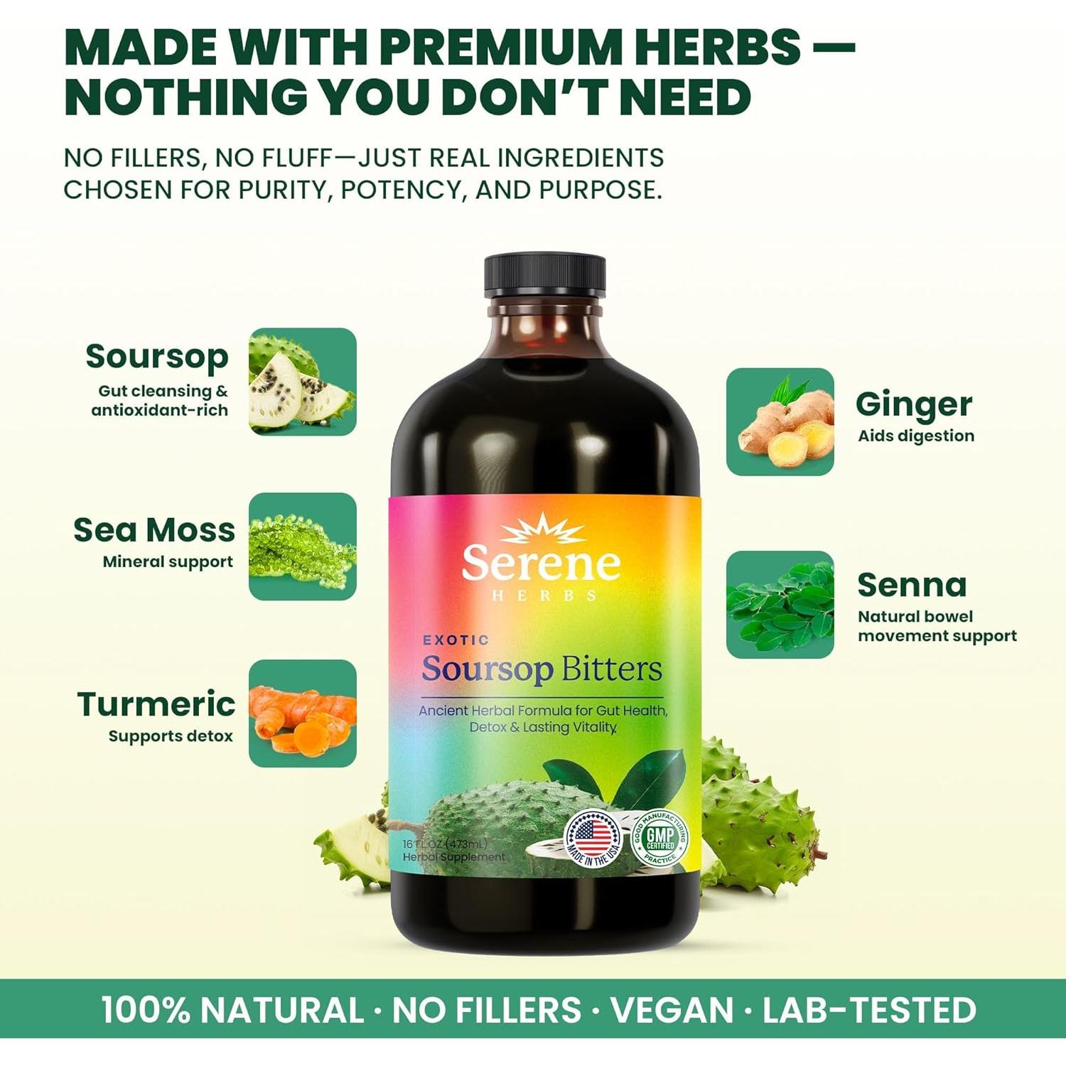 Líquido Amargo de Guanábana Serene Herbs 473 ml - Salud Digestiva