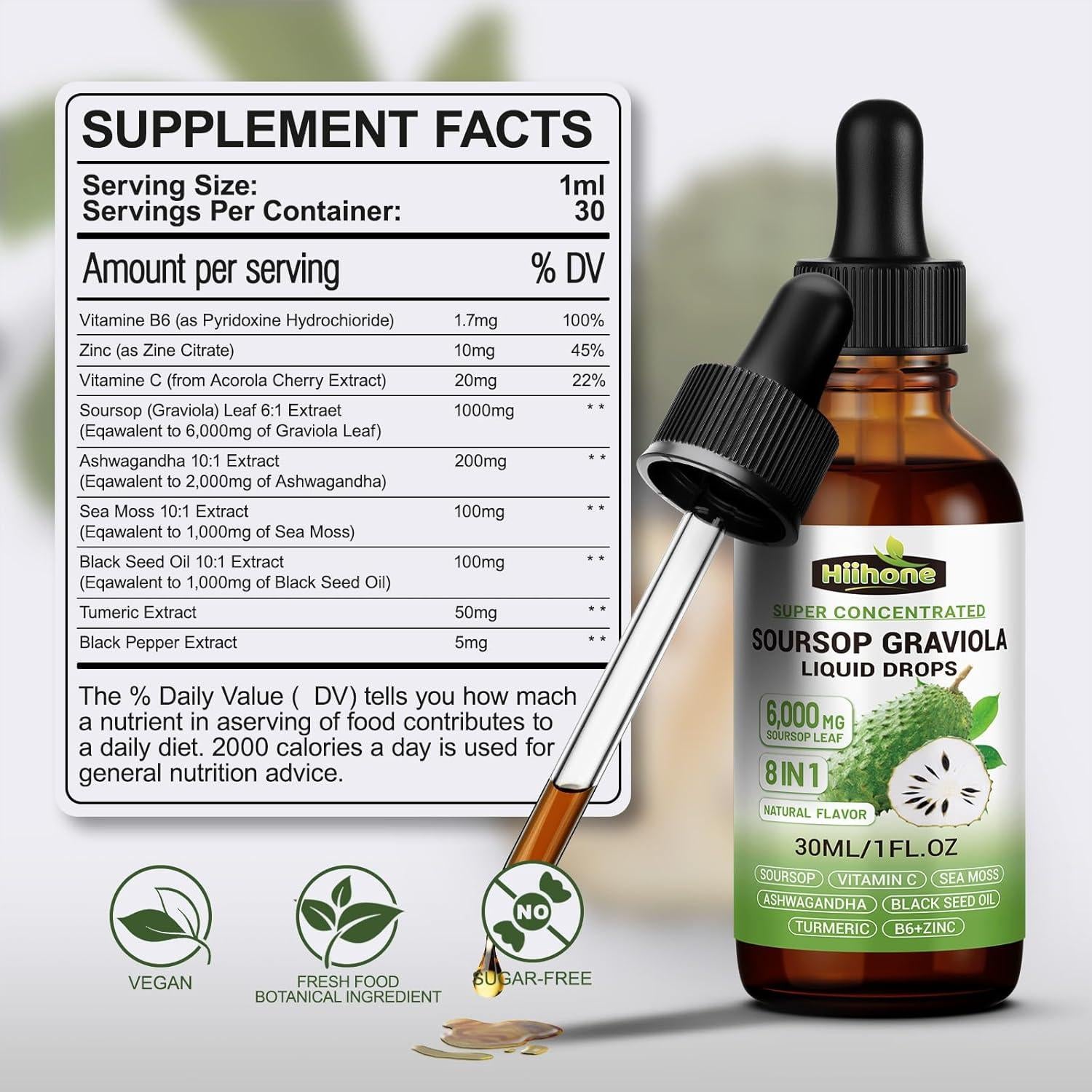 Extracto Líquido de Graviola HIIHONE 2x29.57ml Inmunidad