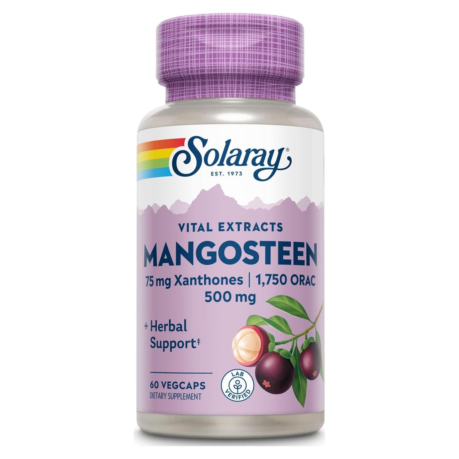 Extracto de Mangosteen Solaray 500mg - 60 Cápsulas Veganas