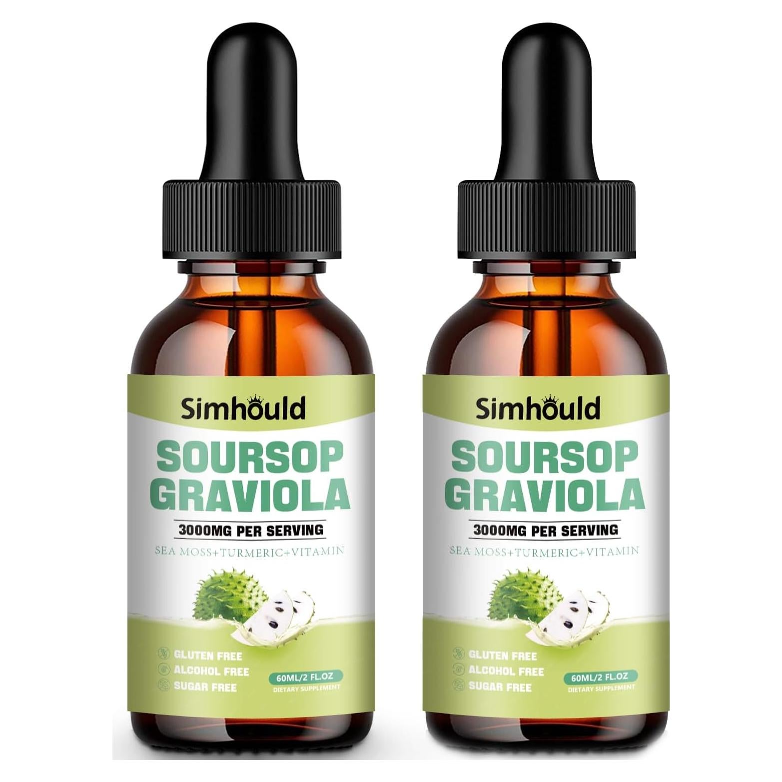 Gotas Líquidas de Guanábana Simhould 3000MG 118.29ml - Paquete de 2