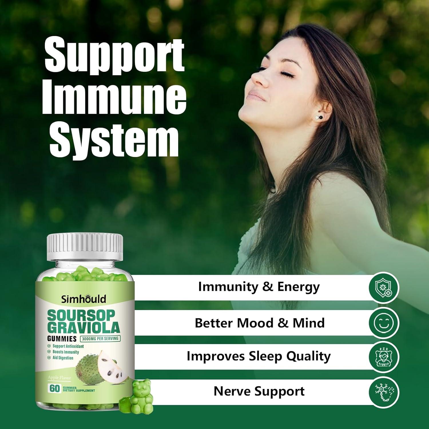 Gomitas de Graviola Simhould 3000mg - 120 unidades - Sin Azúcar