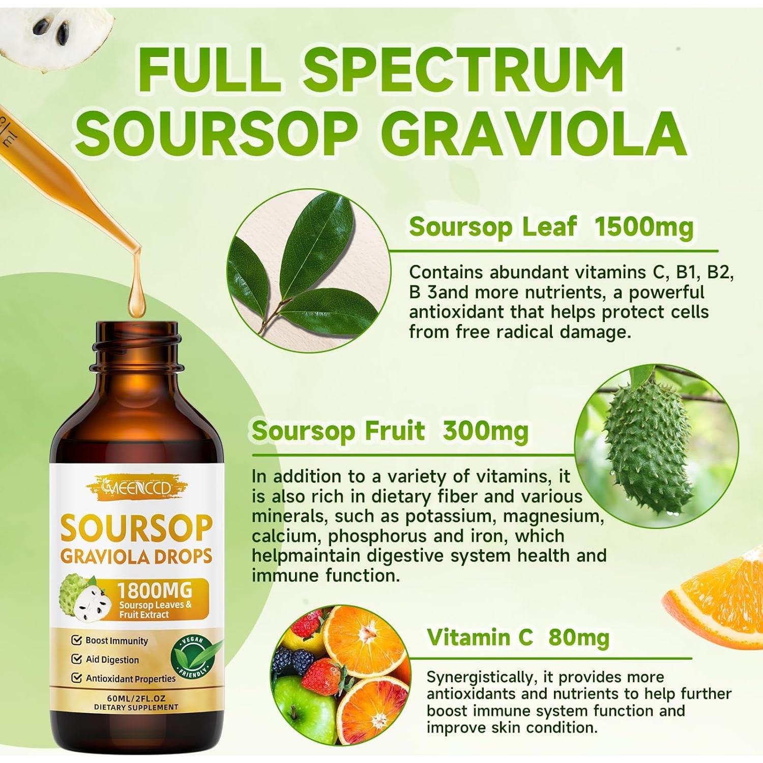 Gotas Líquidas de Graviola MEENCCD 59.15 ml Sabor Naranja