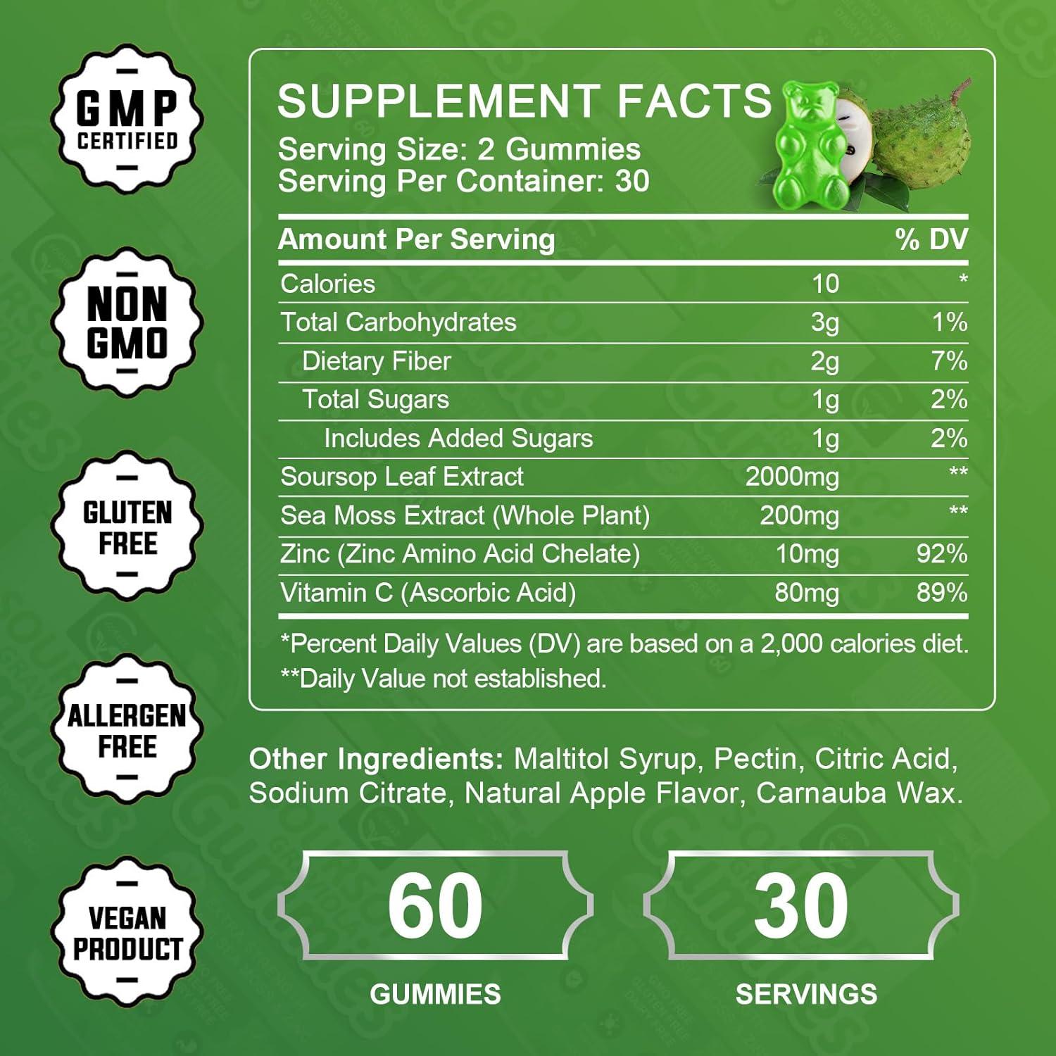 Gomitas de Graviola Soursop GORNVB 120 Unidades 2200mg