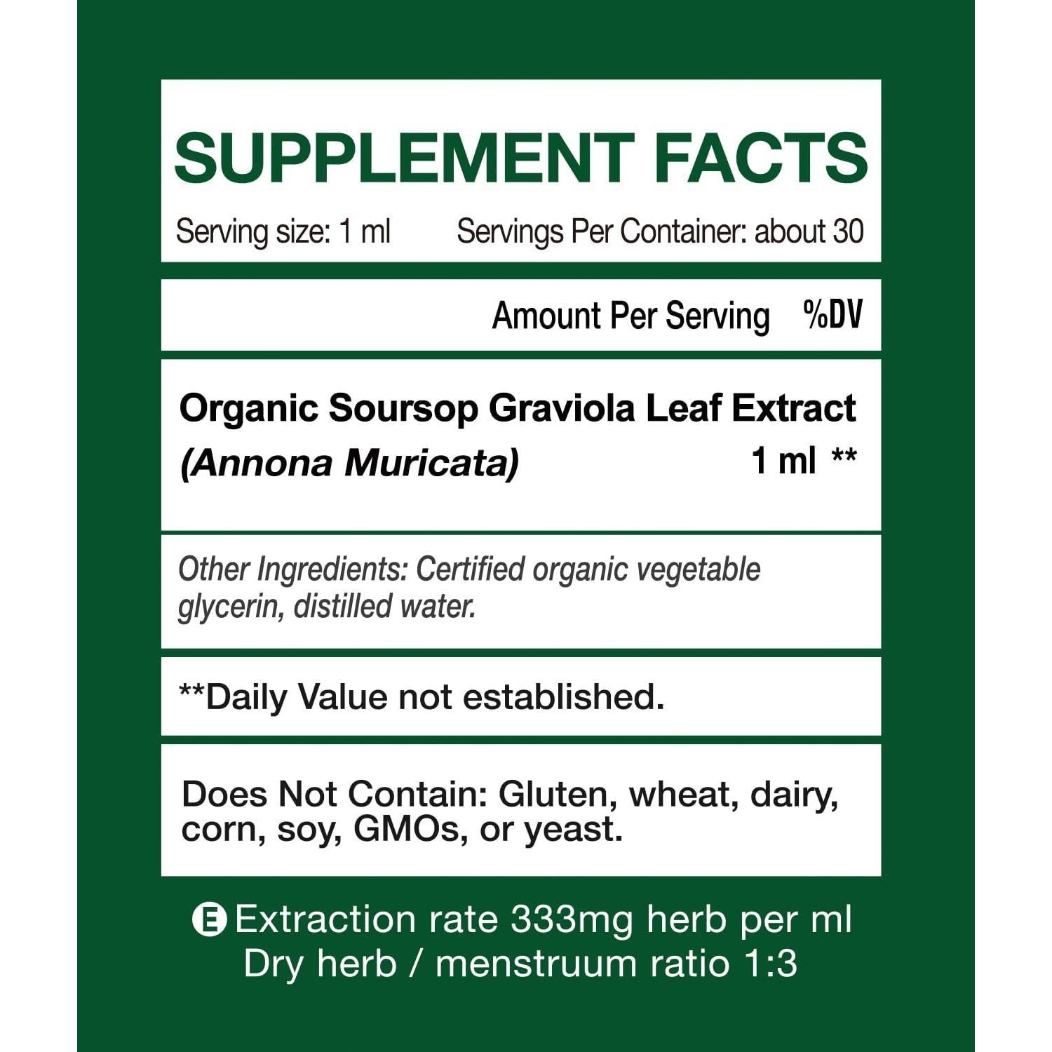 Extracto Líquido de Hoja de Graviola Orgánica KingHealth 29.57 ml