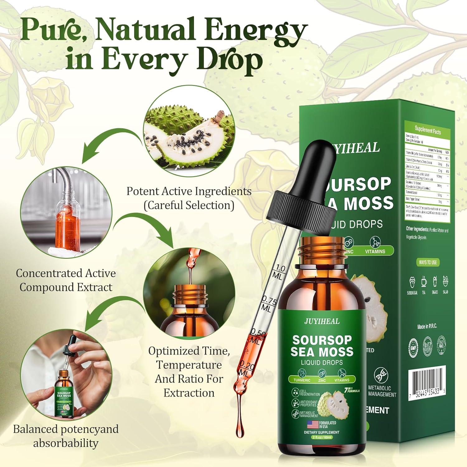 Gotas líquidas de Soursop Graviola JUYIHEAL 60ml 7 en 1