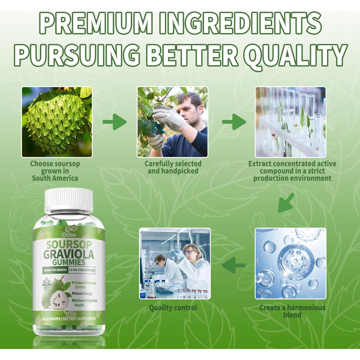 Gomitas de Graviola Soursop OALSE 60 Unidades Sin Azúcar