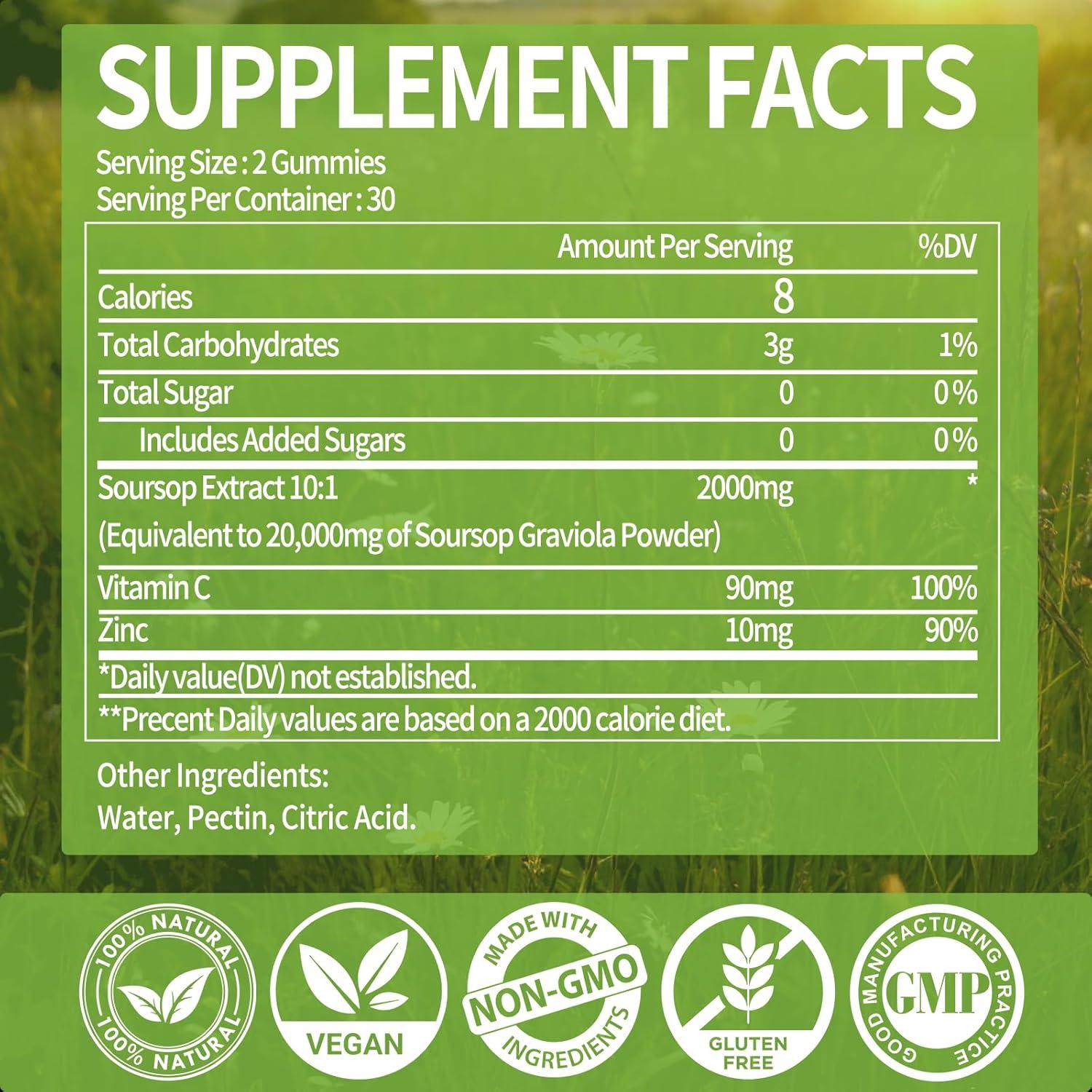 Gomitas de Graviola Soursop OALSE 60 Unidades Sin Azúcar